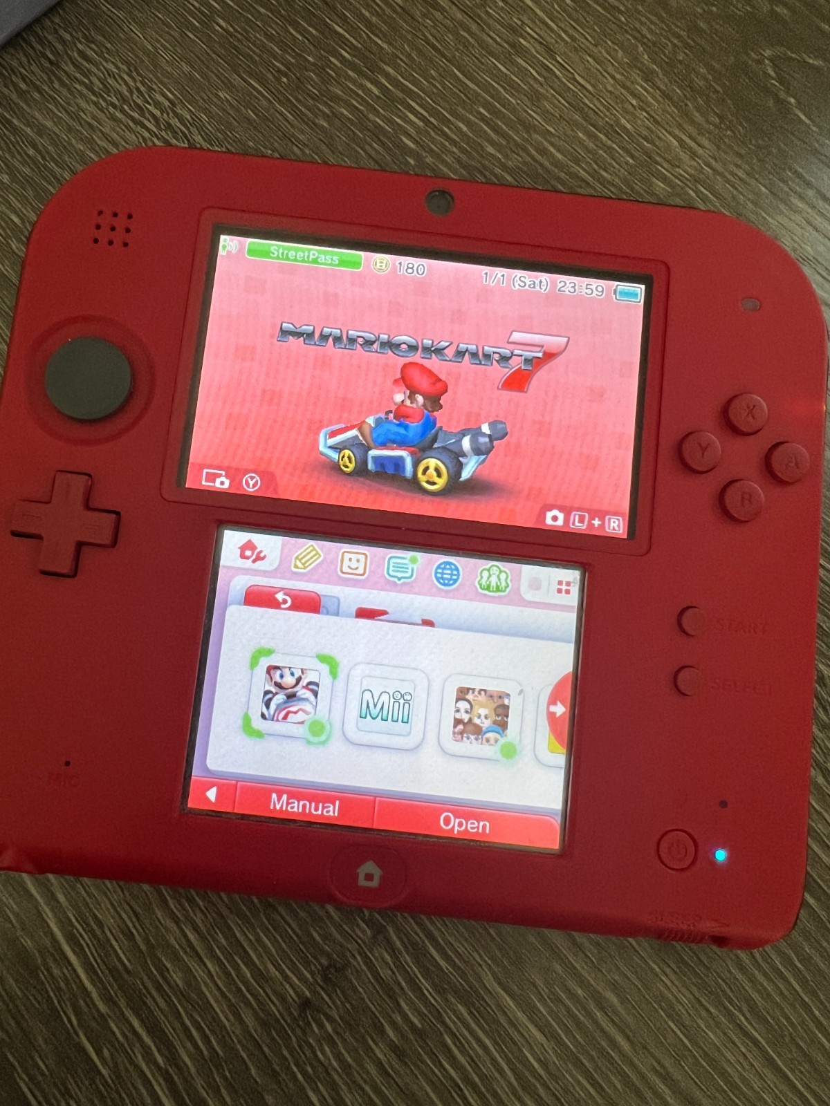 Nintendo 2DS Console Red & Black Bundle w/ Charger + 4GB SD Card Tested & Works