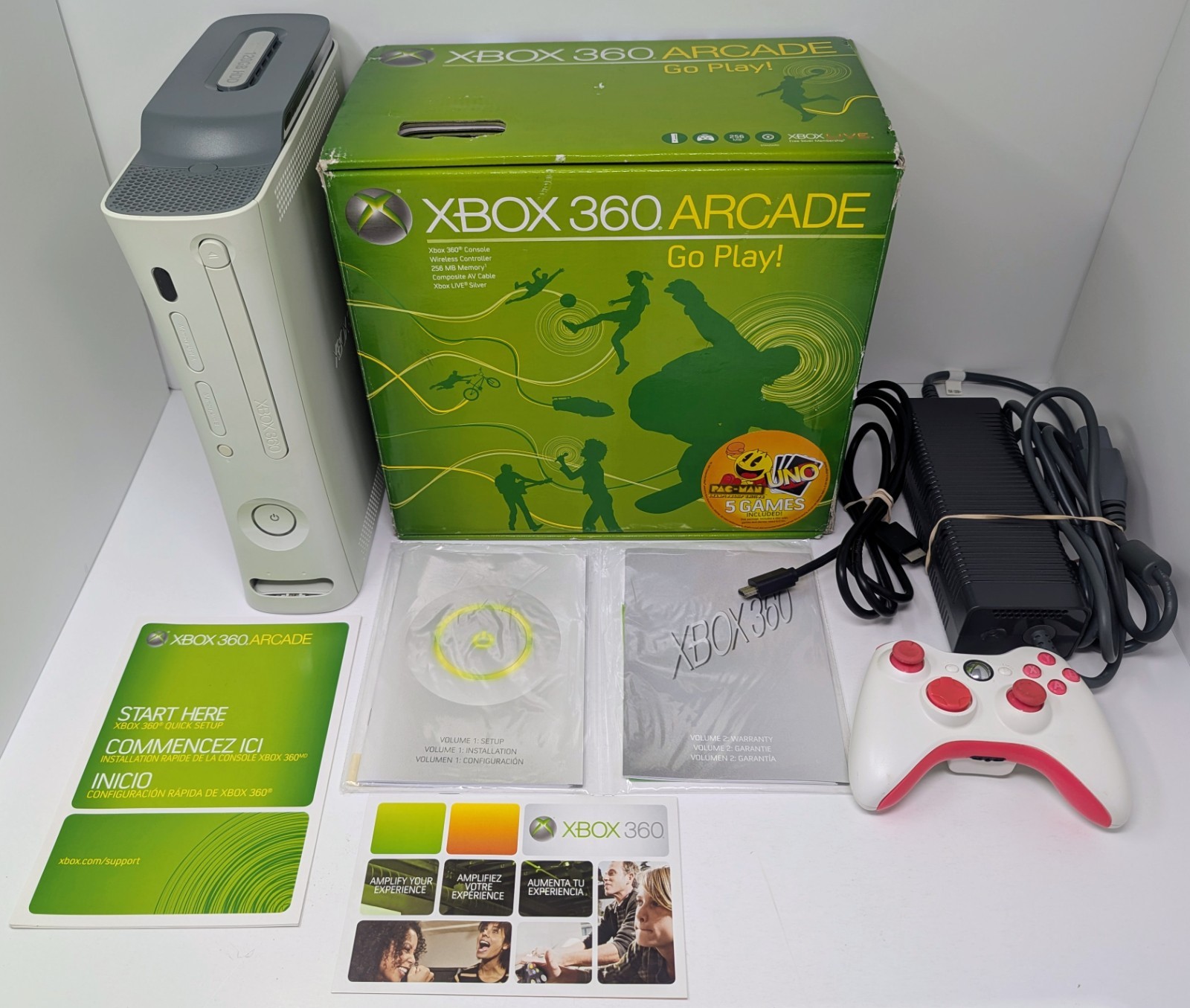 Microsoft Xbox 360 Arcade 120GB White Console Bundle w Box – System 2.0.8.8498.0