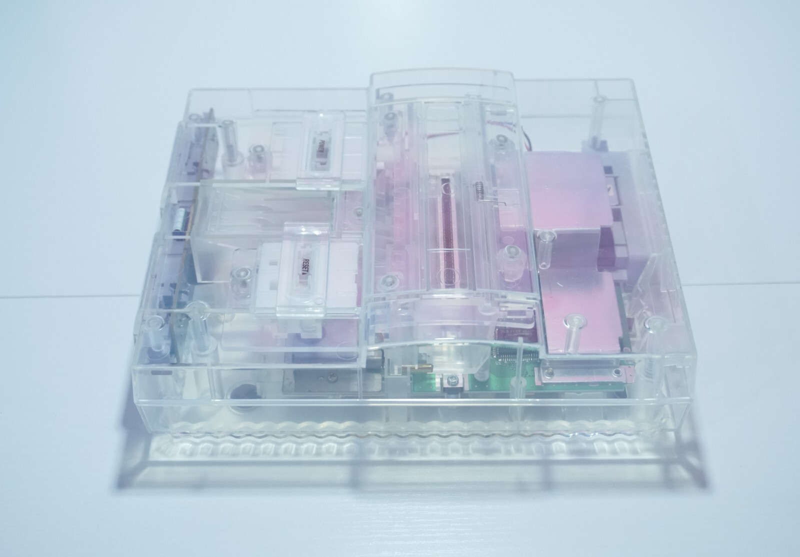 Transparent Clear Super Nintendo SNES Game Console SNS-001 with Blue LED