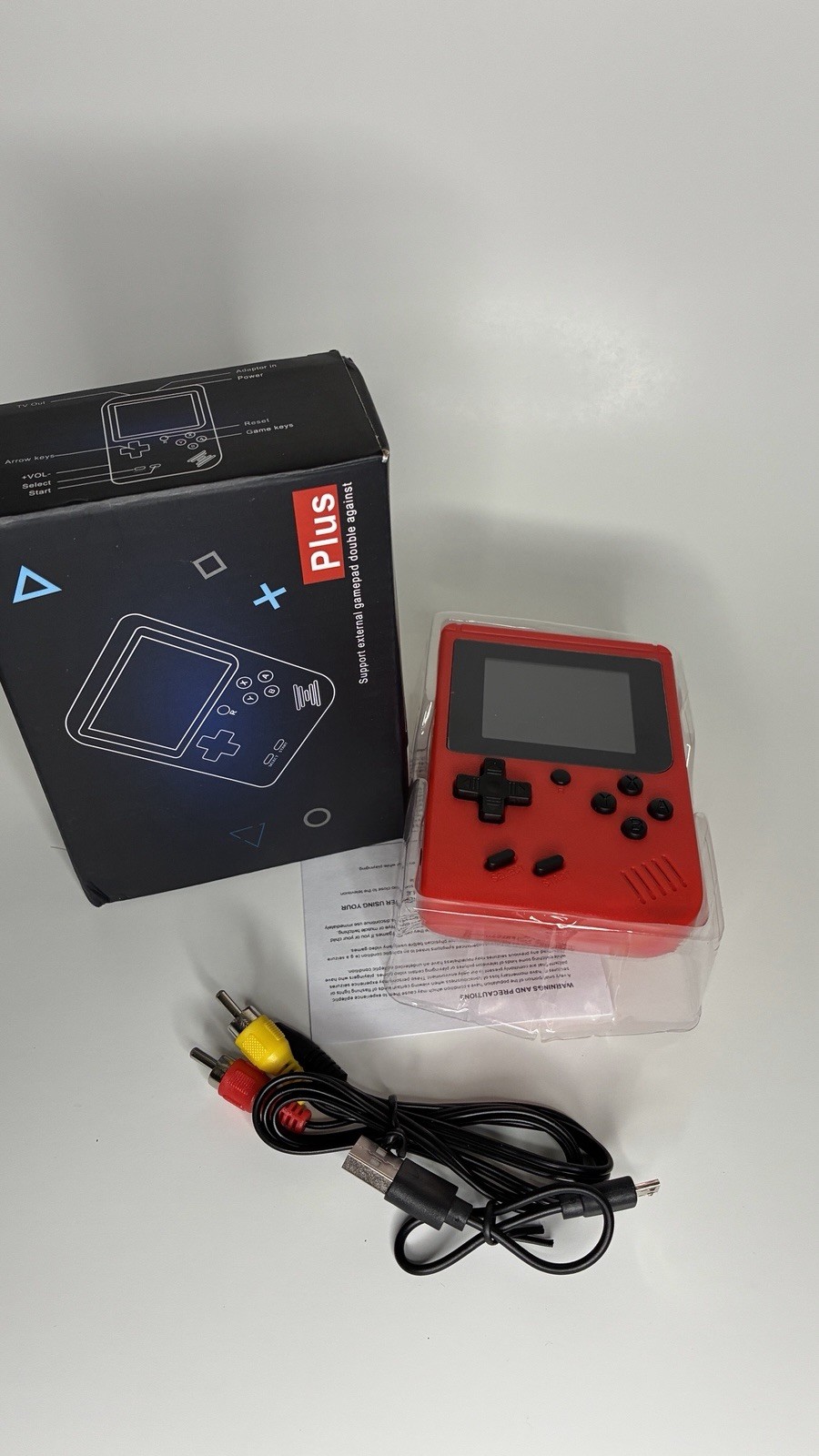 Plus Red Handheld Video Game Console Composite RCA USB AV Cable with Box
