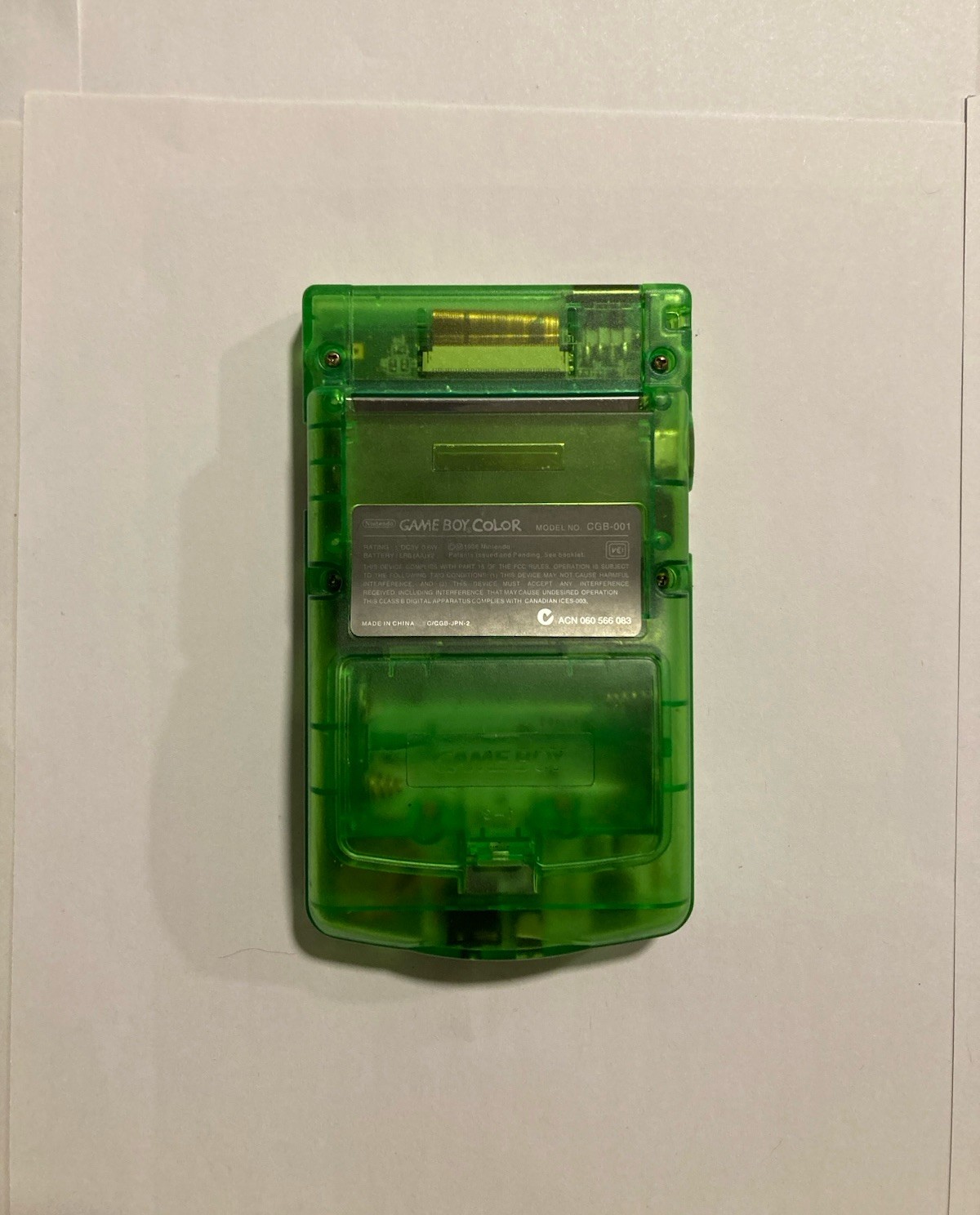 Nintendo Game Boy Color Clear Green Transparent CGB 001 Handheld System