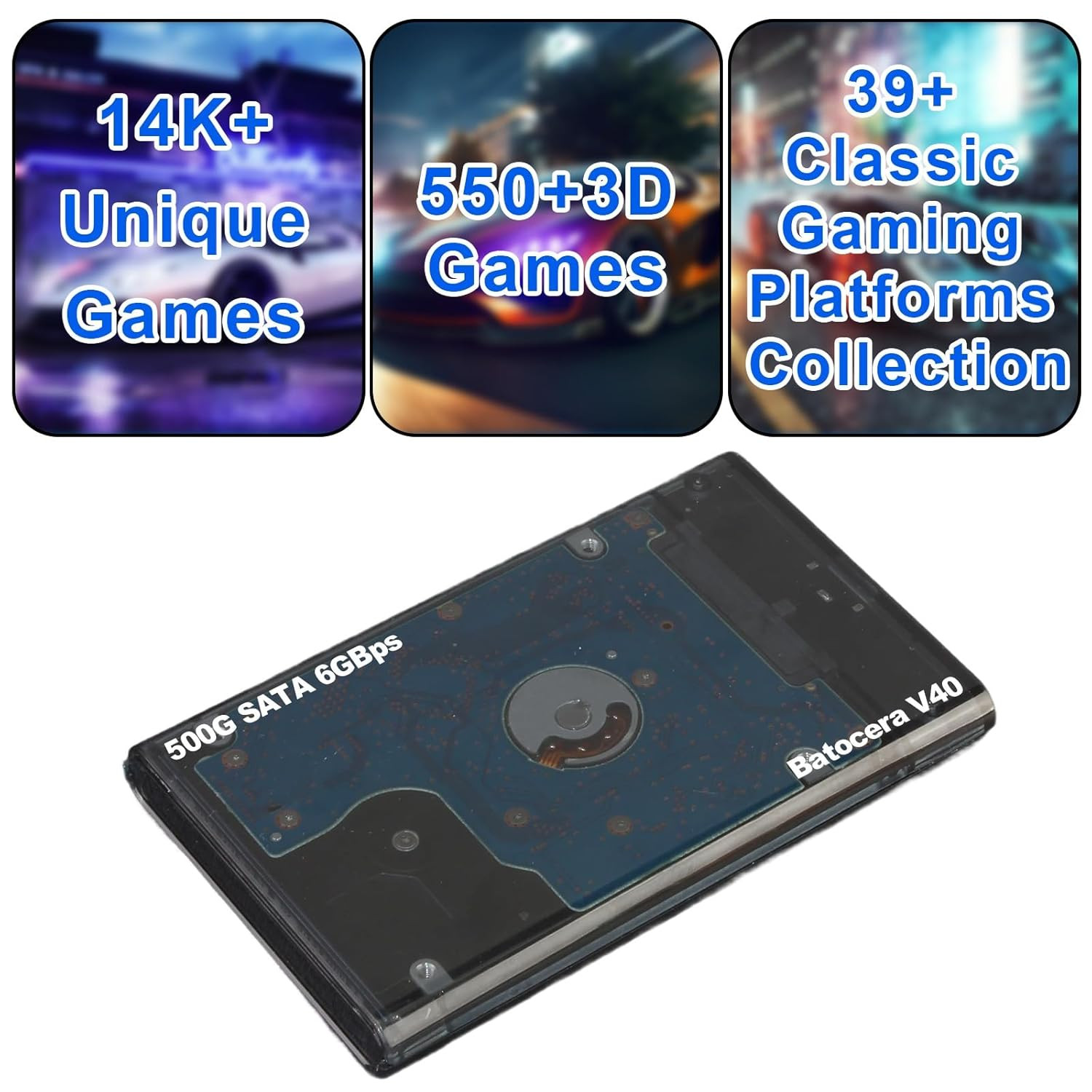 Portable Retro Game Emulator Console Batocera V40 500GB Plug & Play Game System