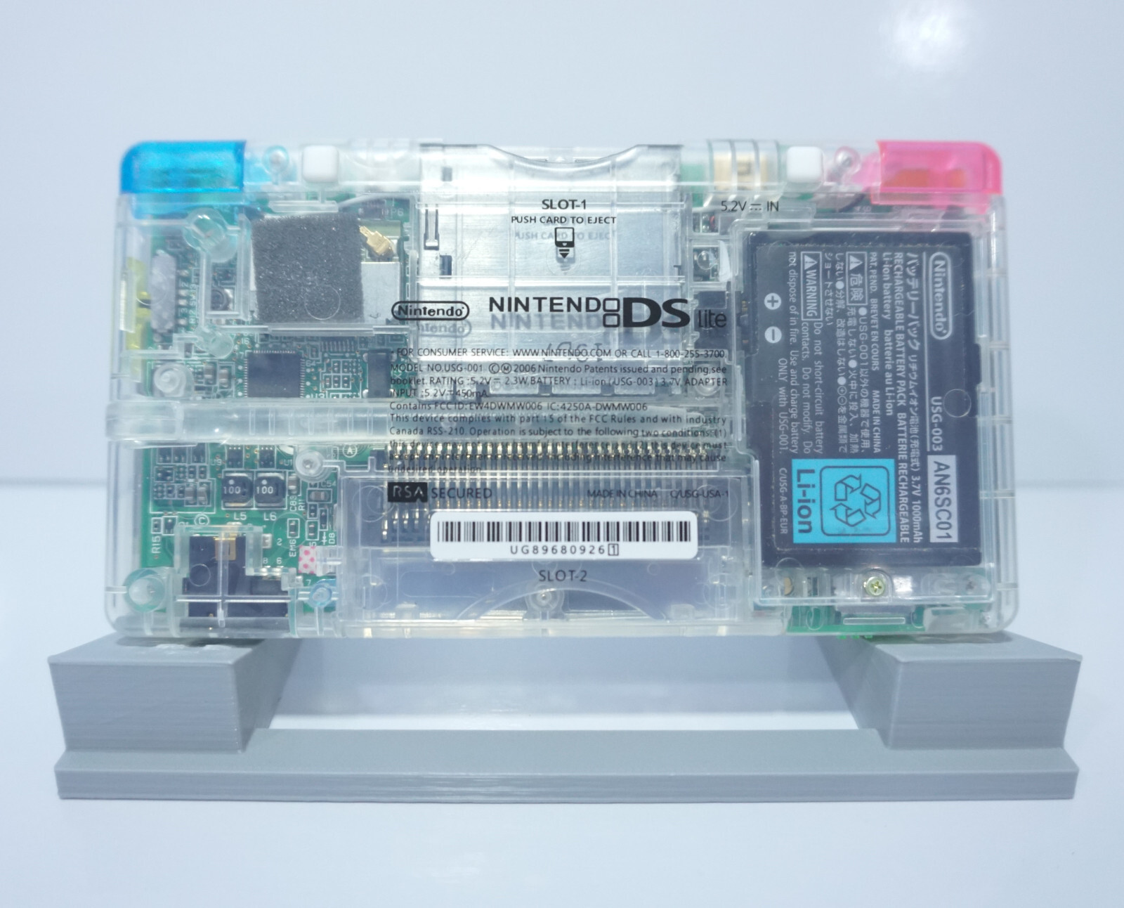 Nintendo DS Lite Transparent Clear Handheld Game System with Rainbow Buttons