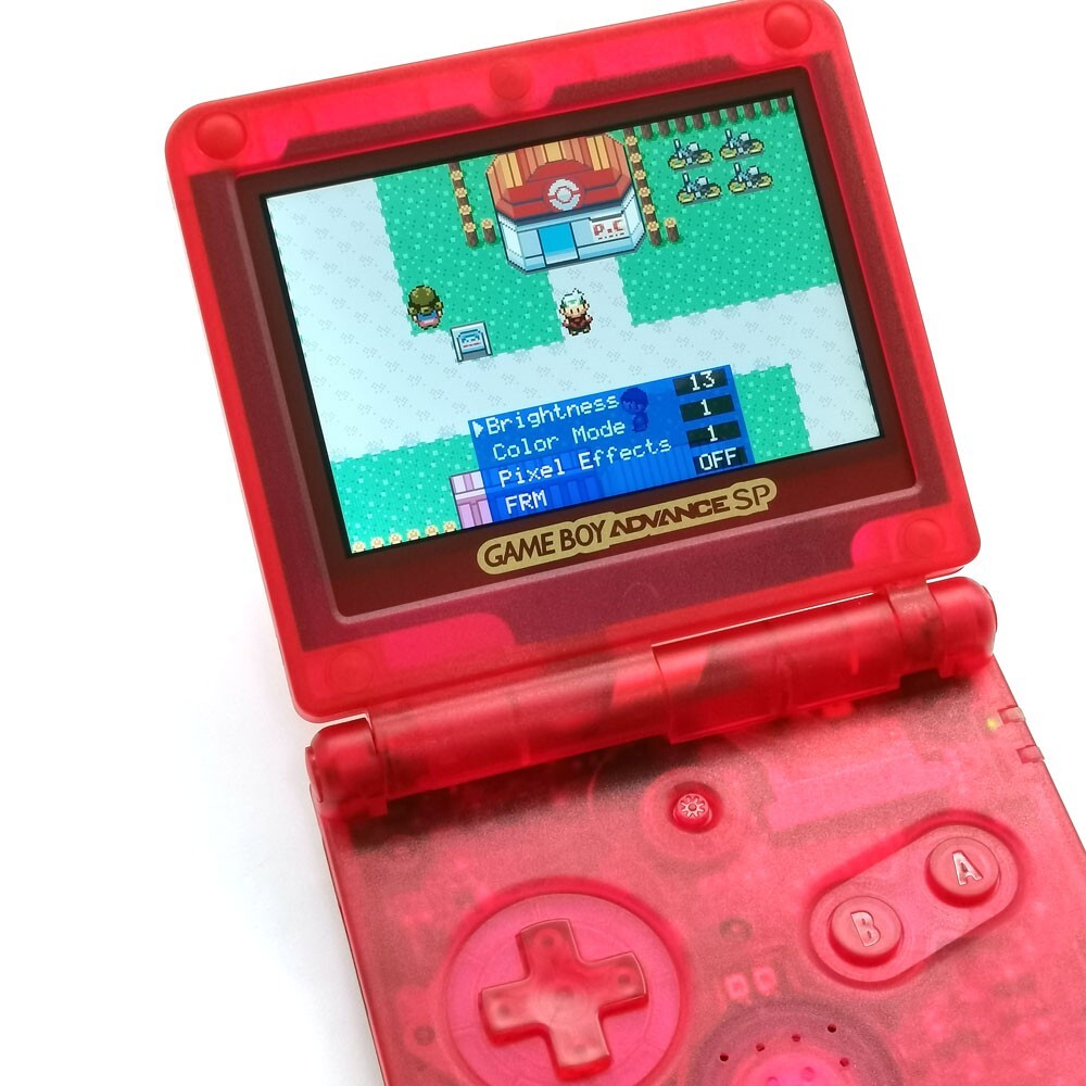 Game Boy Advance SP Clear Red Console modify IPS V5 Backlight Screen 720×480
