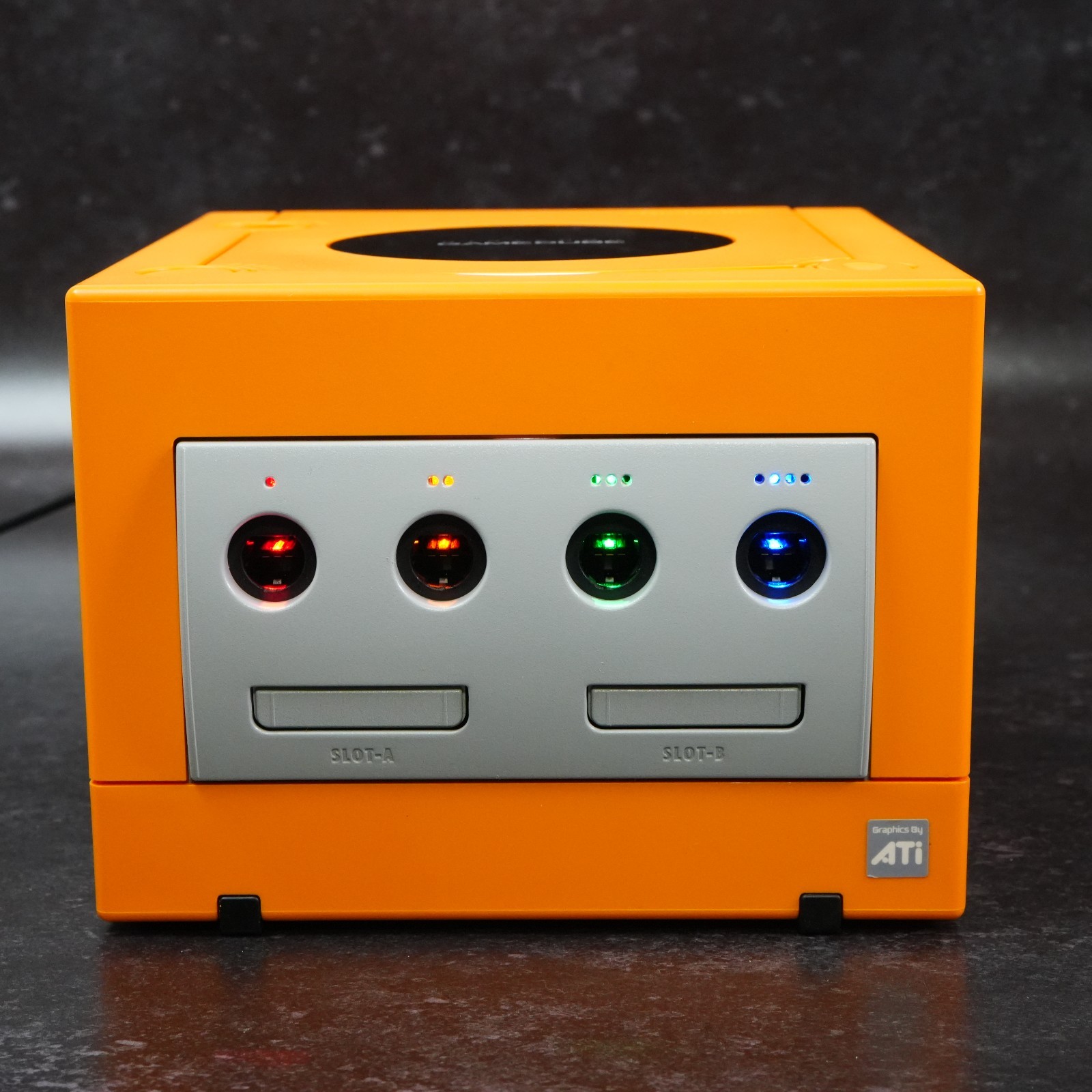 Nintendo GameCube Orange Console NTSC U-C/J Region Switch LED MOD From JAPAN