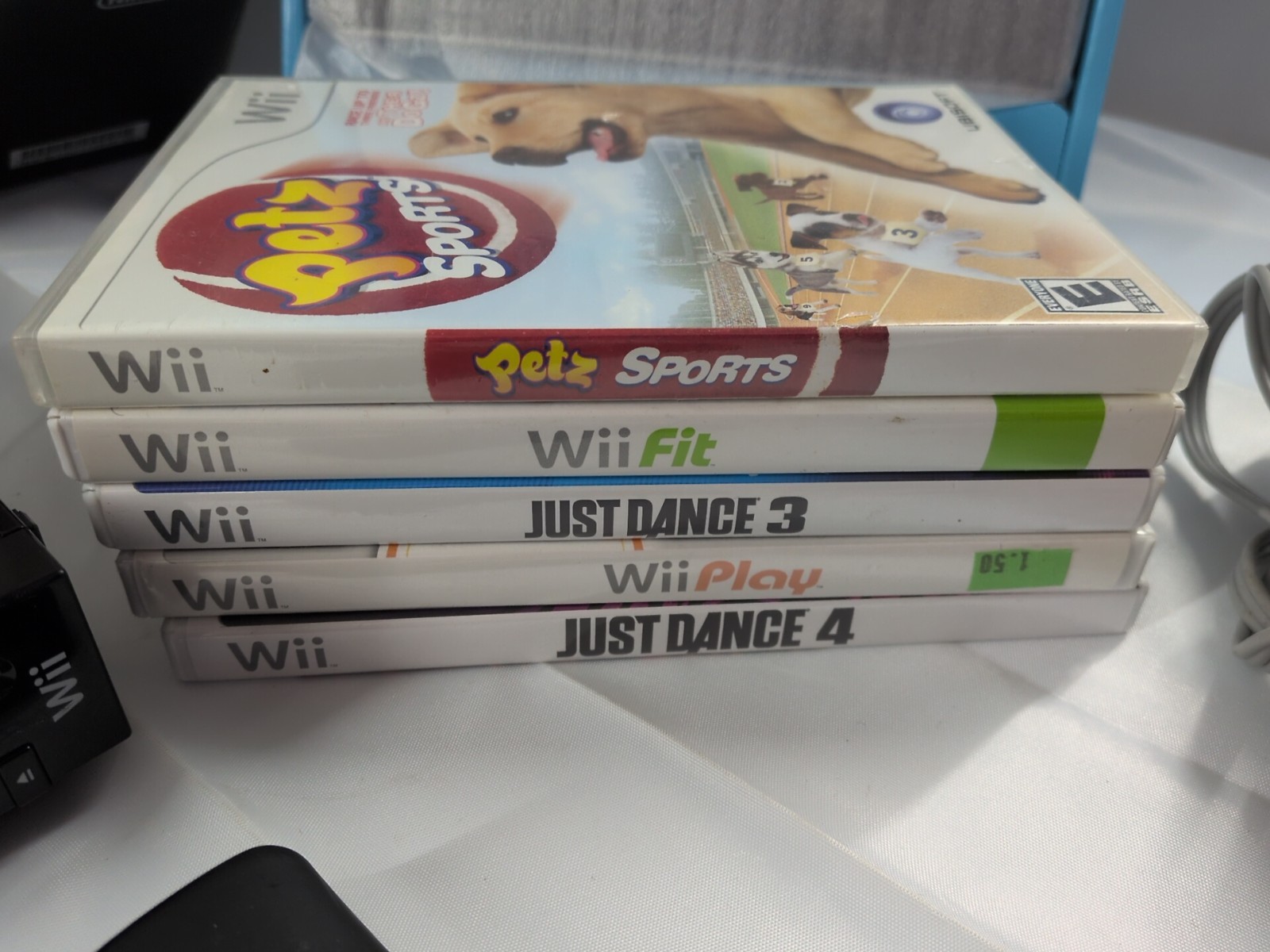 Nintendo Wii Black Console RVL-101 American Heart Association Box Bundle 5 Games