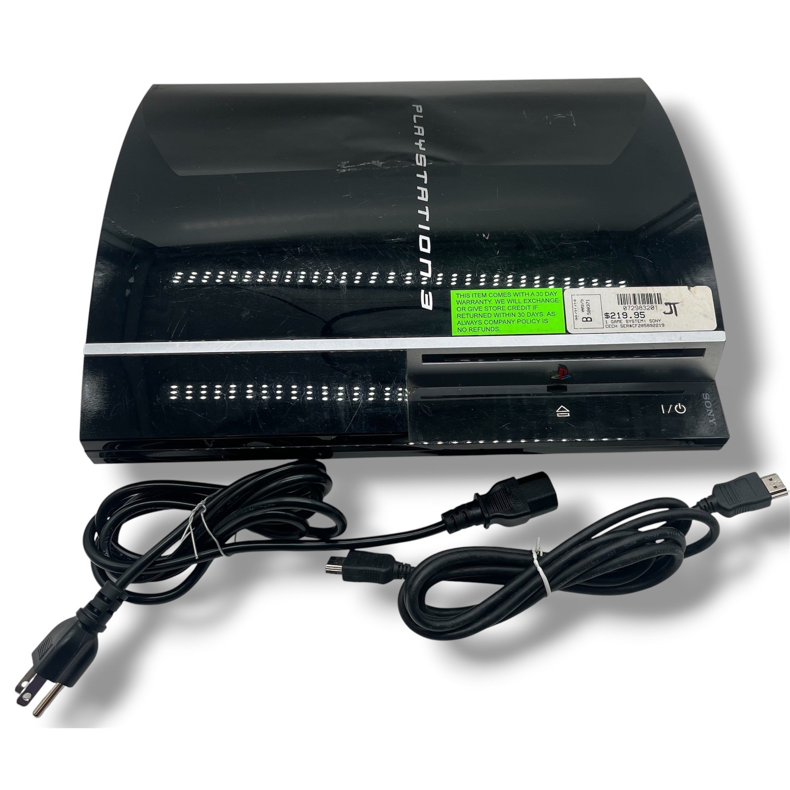 Sony PlayStation 3 Fat Console 40GB Piano Black CECHG01 Bundle Cables For Parts