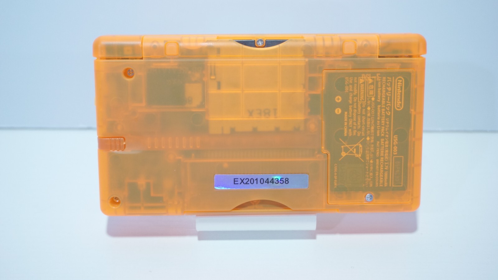 Nintendo DS Lite Transparent Clear Orange Handheld System with Charger & Stylus