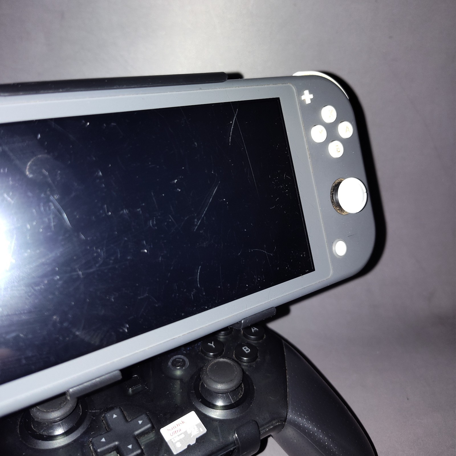 Nintendo Switch Lite Grey Console Bundle 128GB M-Card, Pro Controller, & Holder