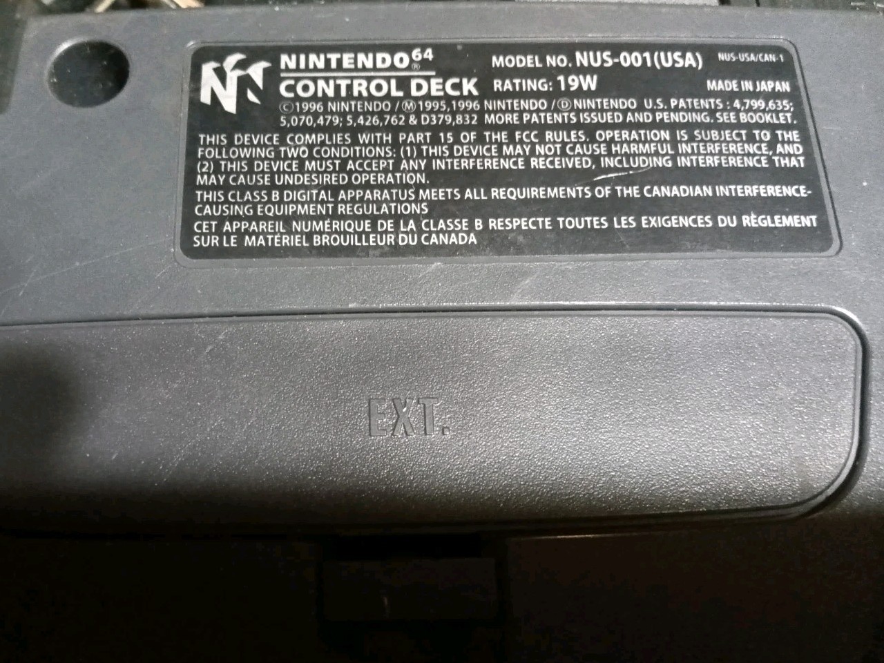 Nintendo 64 Video Game Control Deck #NUS001 Console Power Cord Jumper Pack& RFU