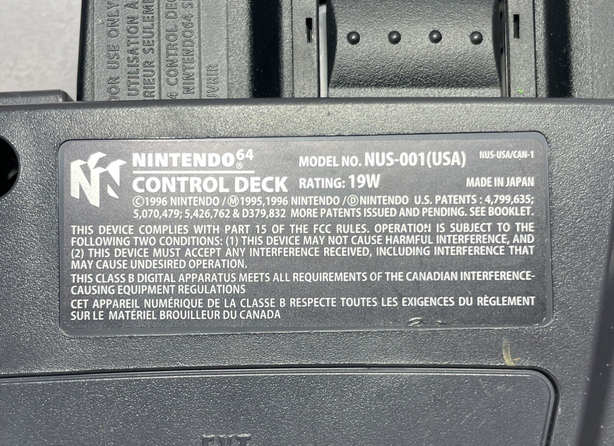 Nintendo 64 N64 Console Charcoal Grey w/ Controller & 3D Printed Display Stand