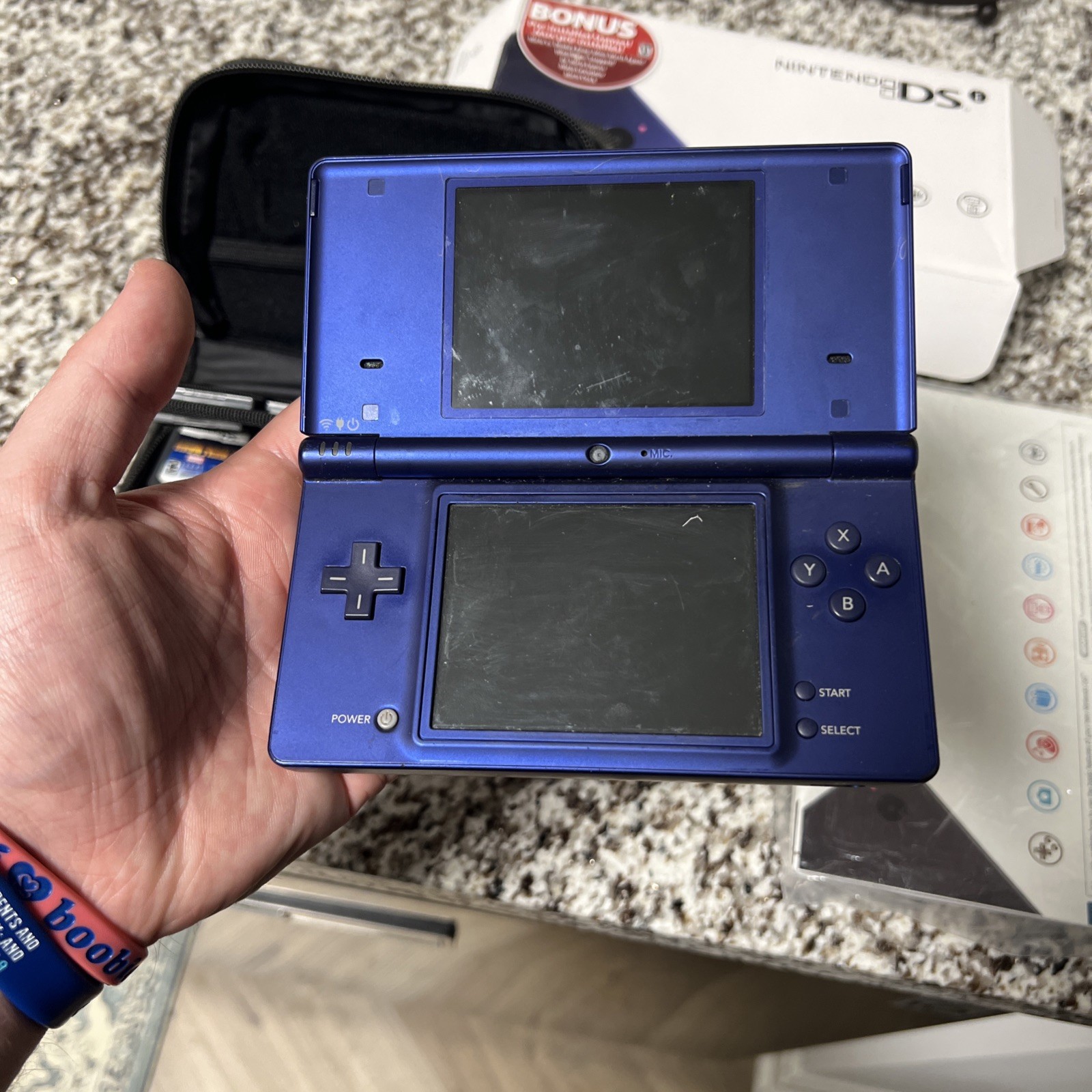 Nintendo DSi Handheld Console Blue With Original Box And 15 Games!!!