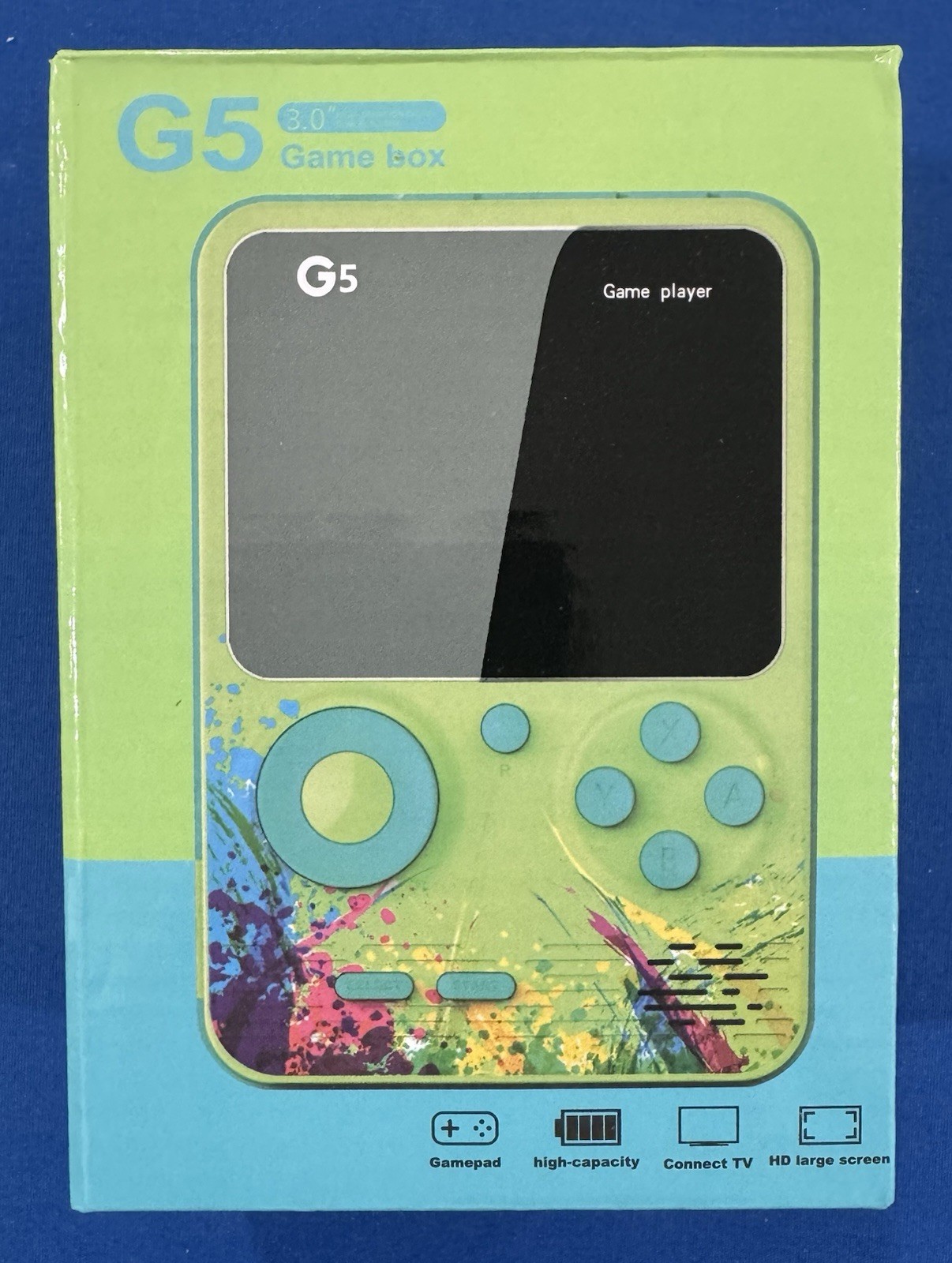 G5 Handheld Game Player Console Backlit w/ TV Output AV Composite RCA Green/Blue