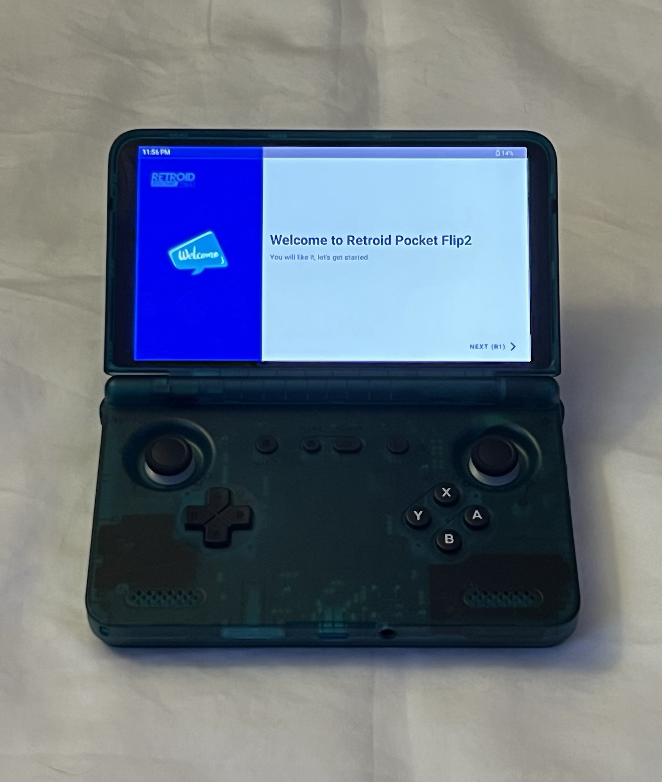 Retroid Pocket Flip 2 Ice Blue Handheld w/ Case & Lanyards Tested (SD865 Model)