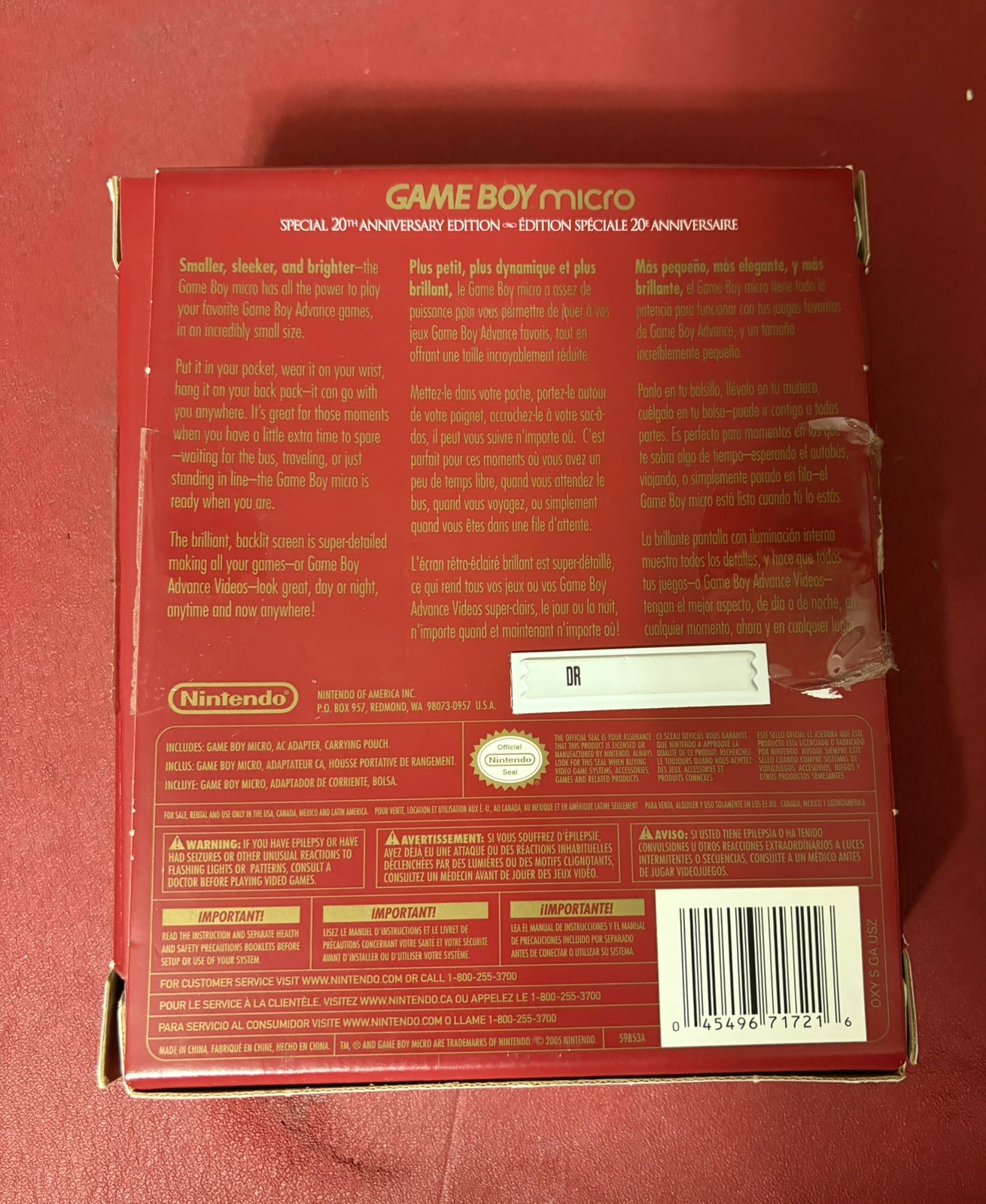 Nintendo Game Boy Micro – 20th Anniversary Edition Handheld System – Gold/Red