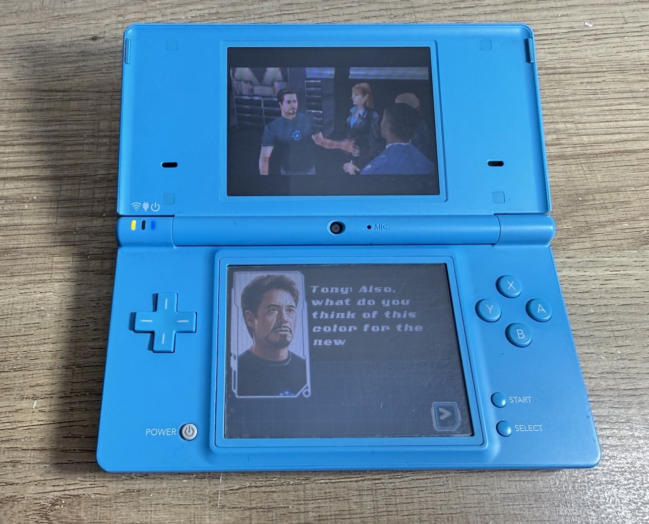 Nintendo DSi Aqua Blue Handheld Console w/ Stylus Iron Man2 Charger Tested Works