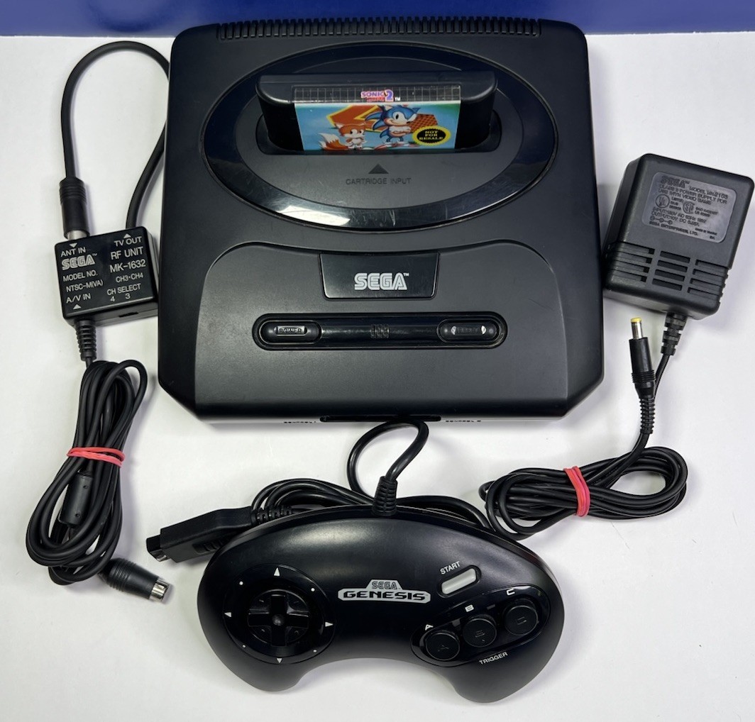 SEGA Genesis MK-1631 Console Bundle 1 Controller 1650 Power AV & Sonic 2 TESTED