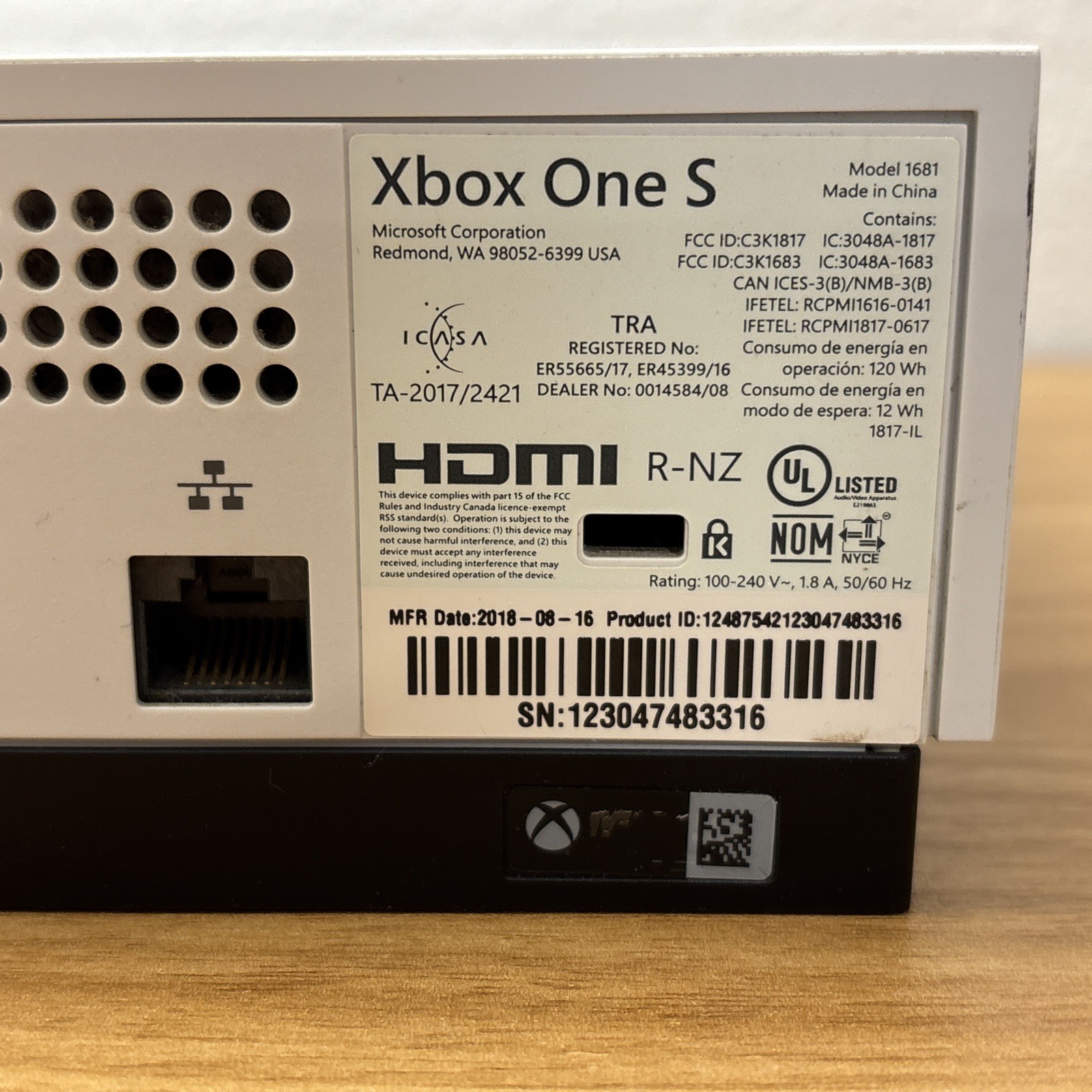 Xbox One S 1TB Console 1681 Bundle Blue Controller 1708 PowerA Battery Games CIB