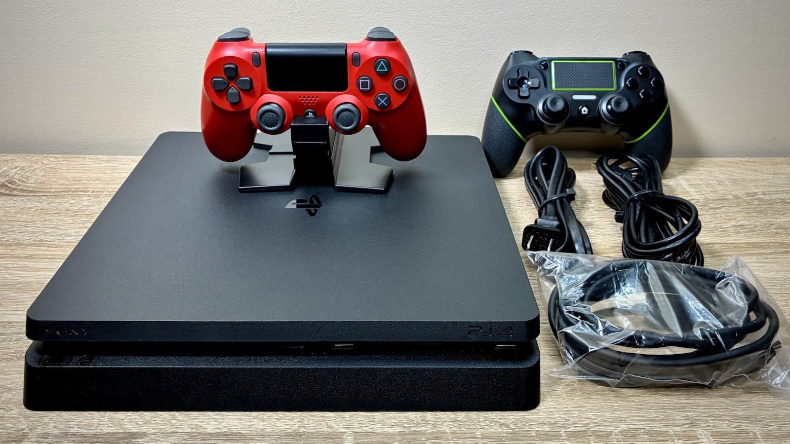 Sony PlayStation 4 Slim Black Bundle w 2 Controllers + 2 Games ✅ Works Perfectly