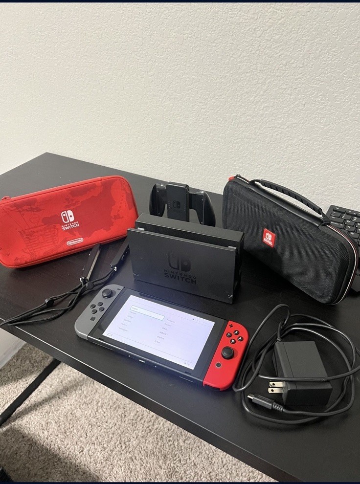 Nintendo Switch Console Black/Red/Gray with Joy-Con Controllers, Dock, Cases