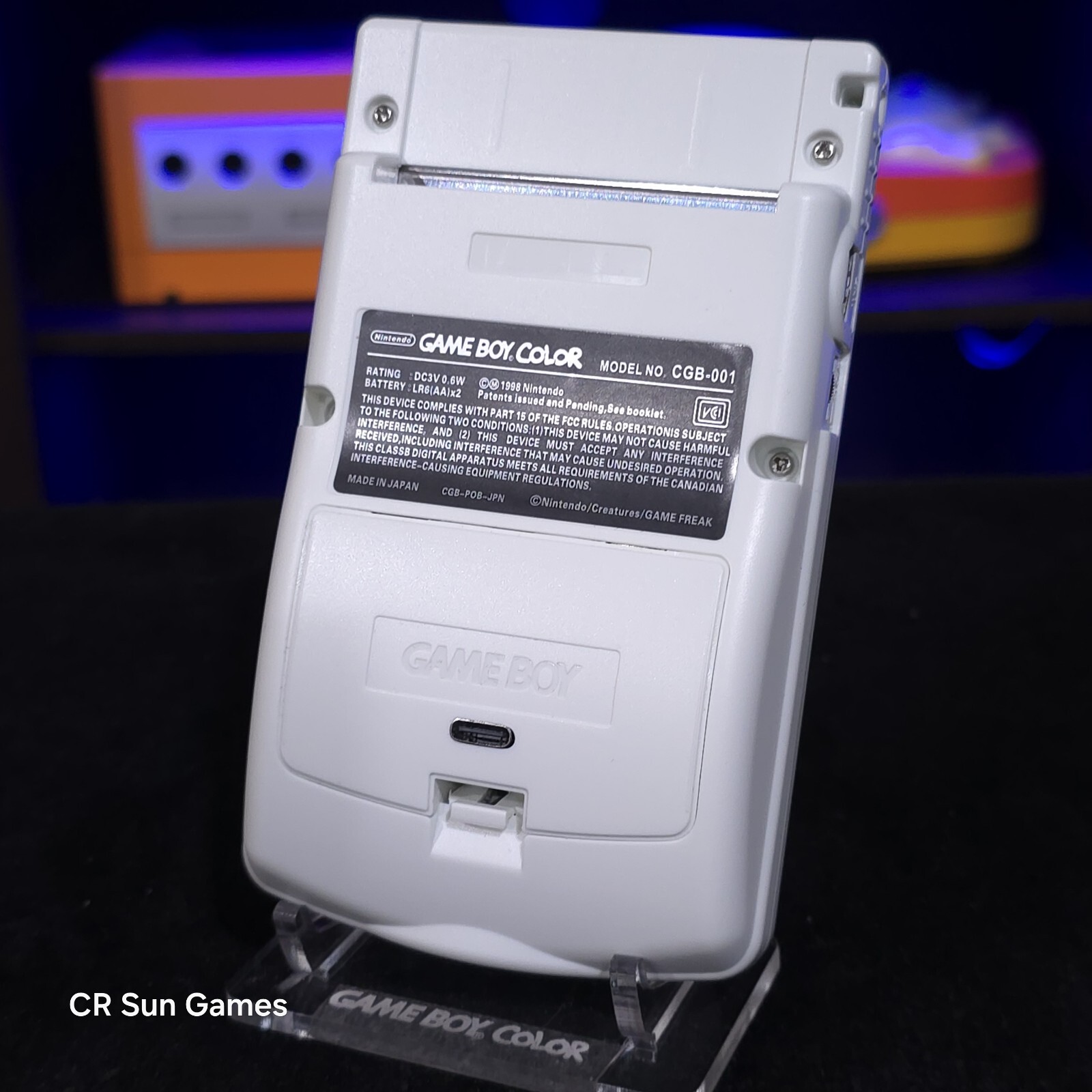 White Gameboy Color Console OLED Touch Screen And USB-C Rechargeable Battery