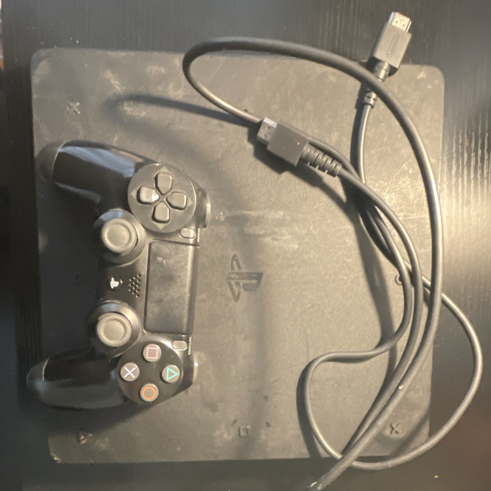 Sony PlayStation 4 Slim 500GB Black Wi-Fi Console DualShock 4 USB Cable