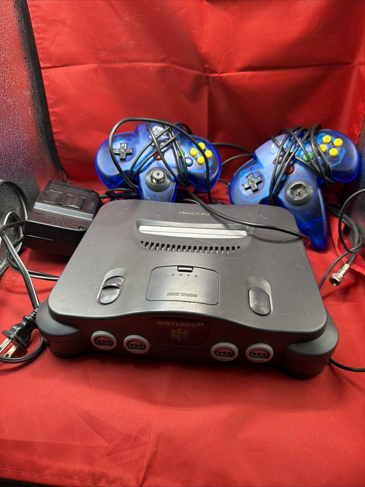 Nintendo 64 N64 System Home Game Console controller & Cords No Expansion Pack
