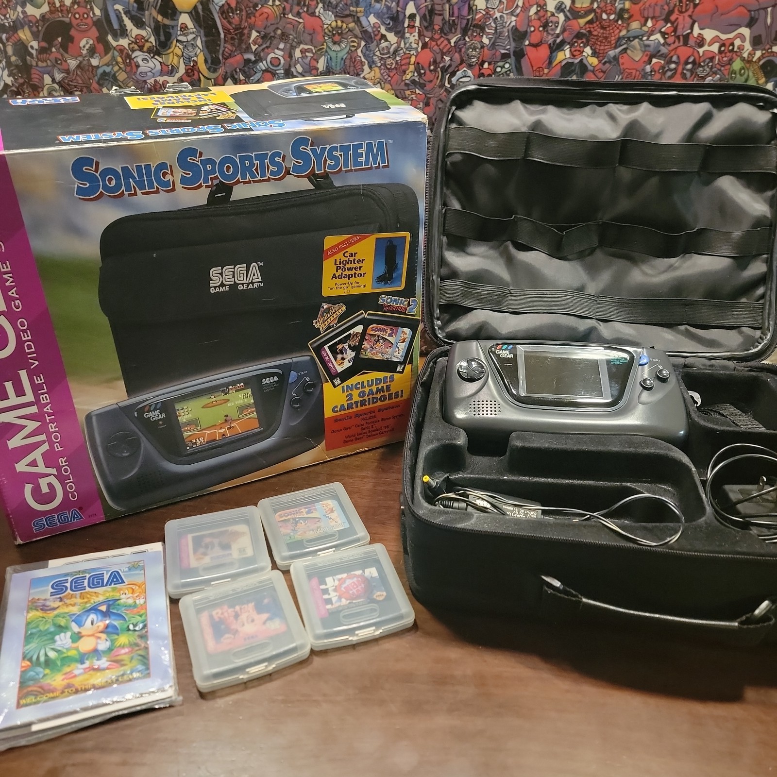 SEGA GAME GEAR Sonic Sports System Console W Bag & Games – Complete – Authentic