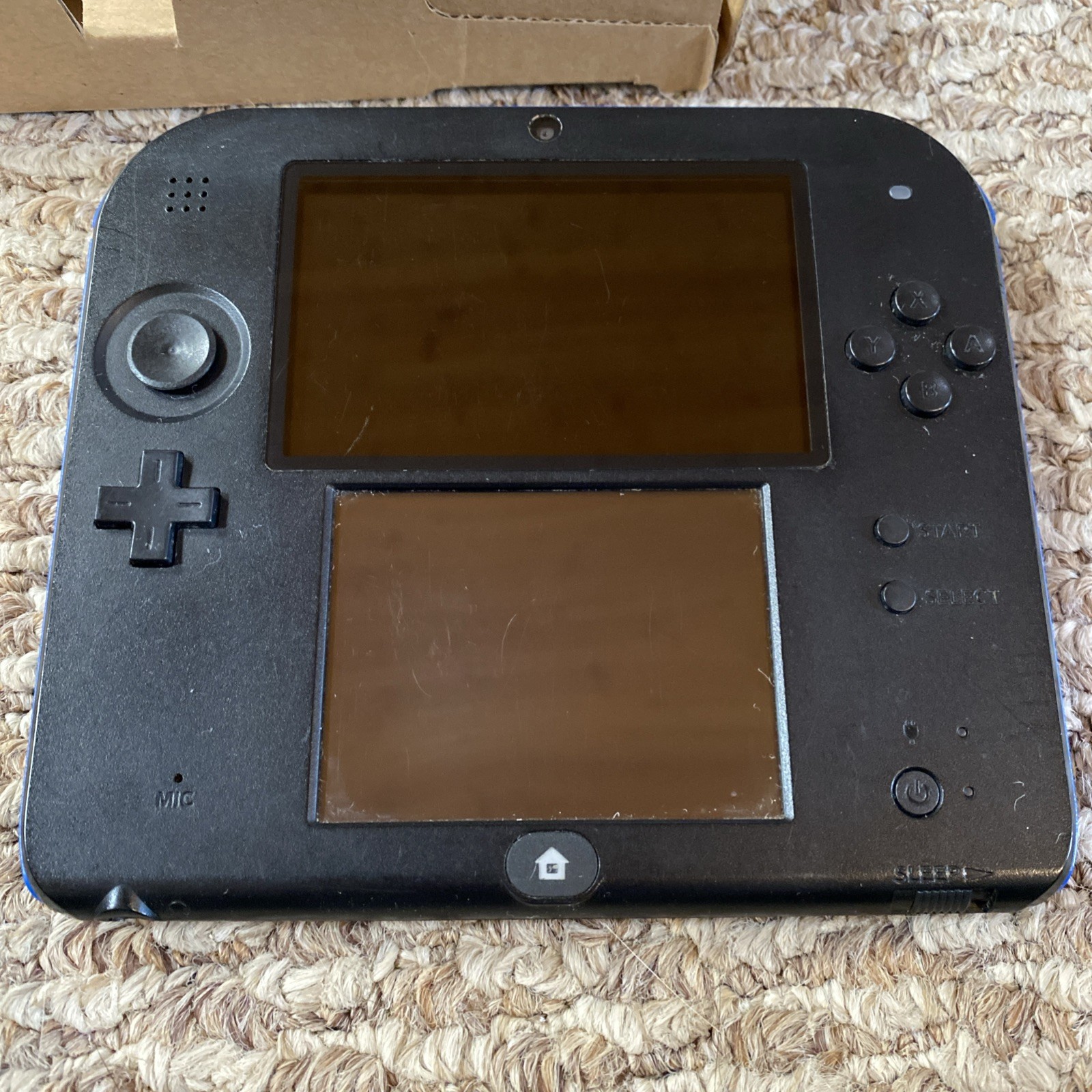 Nintendo 2DS Handheld Game Console FTR-001 Blue Black In Box Tested Charger