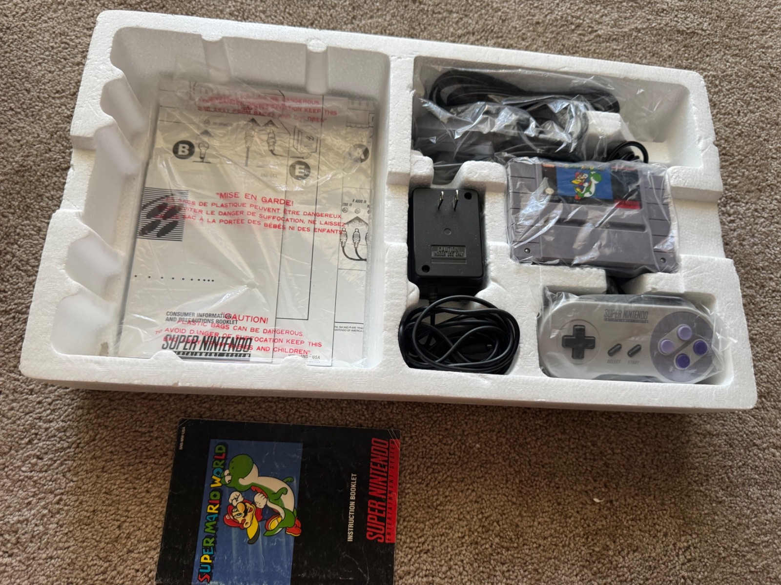 Super NES Nintendo SNES system console bundle CIB complete w/ Mario video game