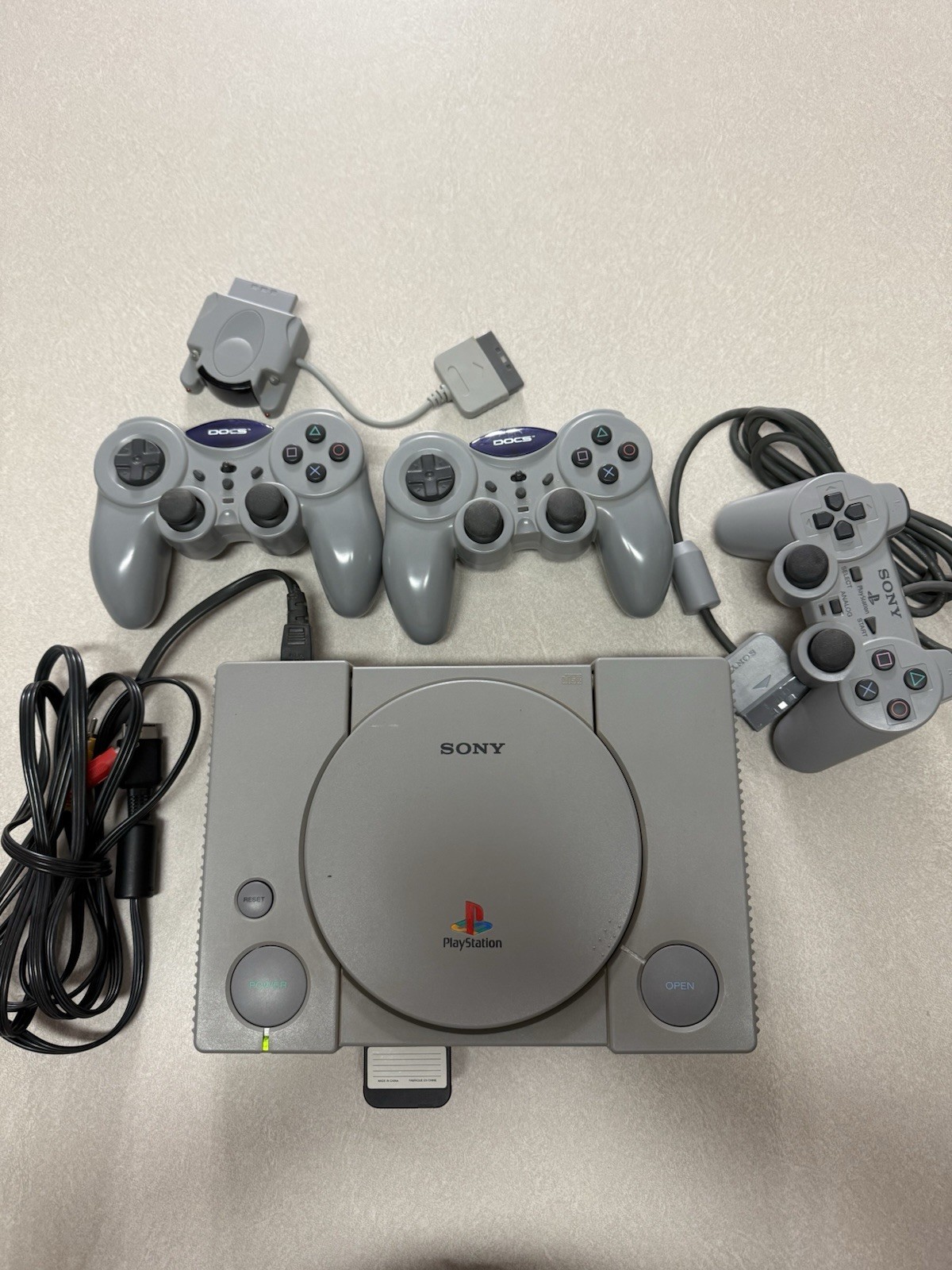 Sony PlayStation 1 Console Ps1 (W/ Cables, Three Controllers,Mem Card) SCPH-9001