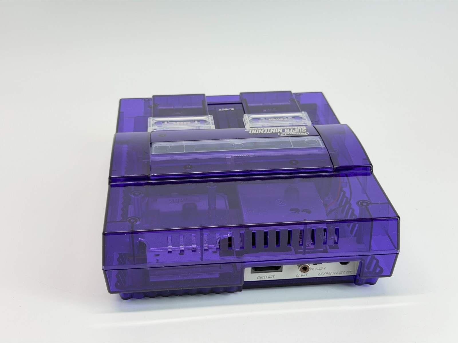 Super Nintendo – New Clear Purple Shell – System Bundle w/Super Mario World