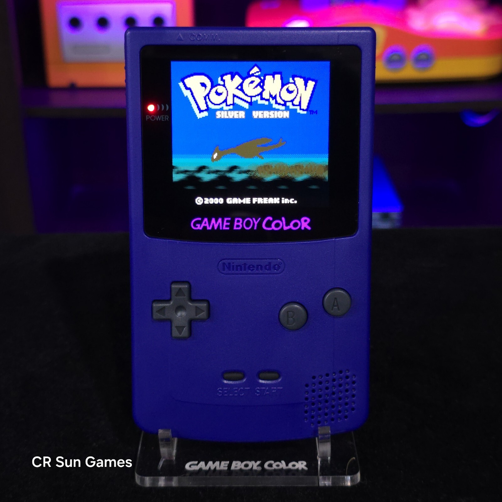 Purple Gameboy Color Console OLED Touch Screen USB-C Rechargeable Battery Mod
