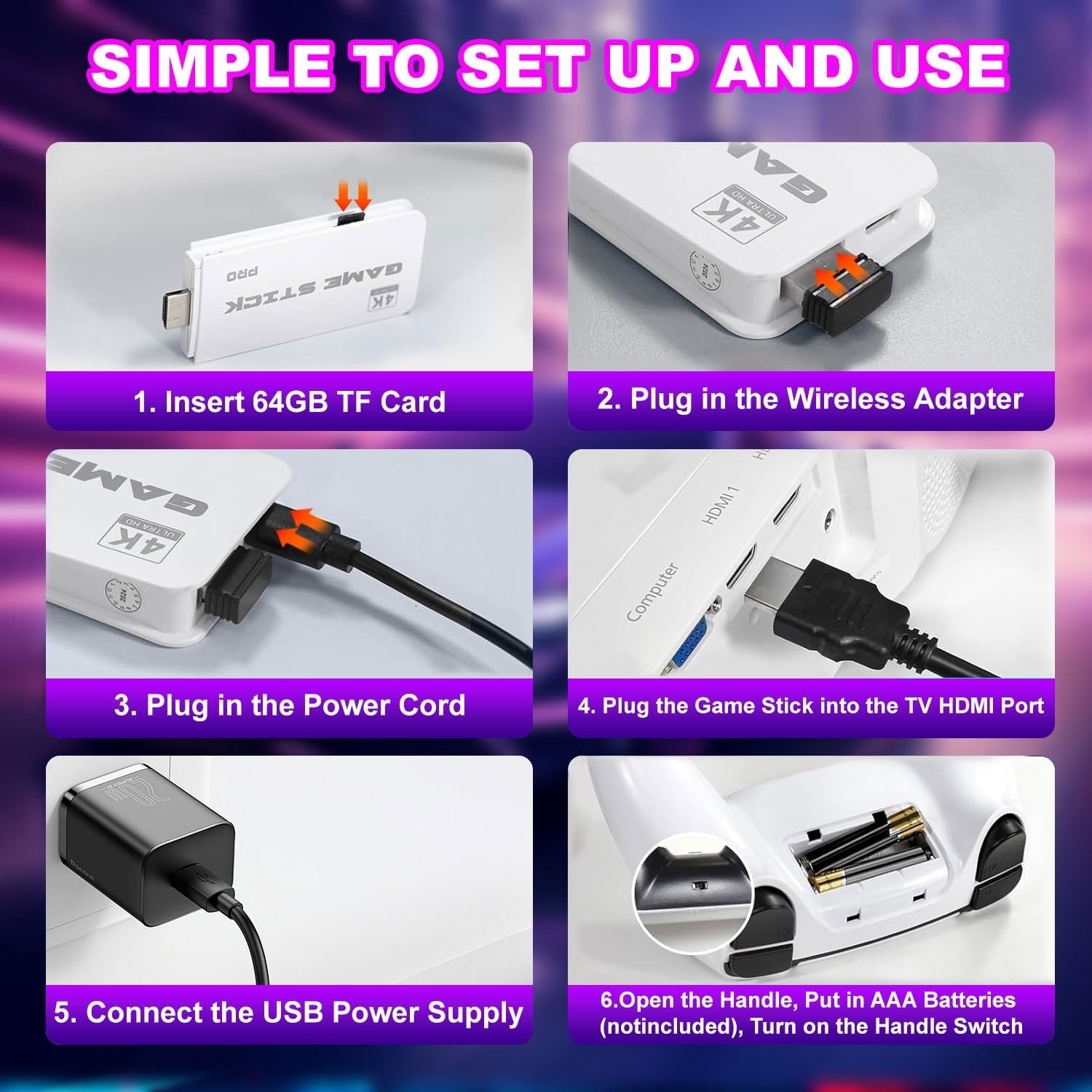 Wireless Retro Gaming Console – 23 Emulators, 64GB, 20,000+ Games, 4K HDMI, Plug