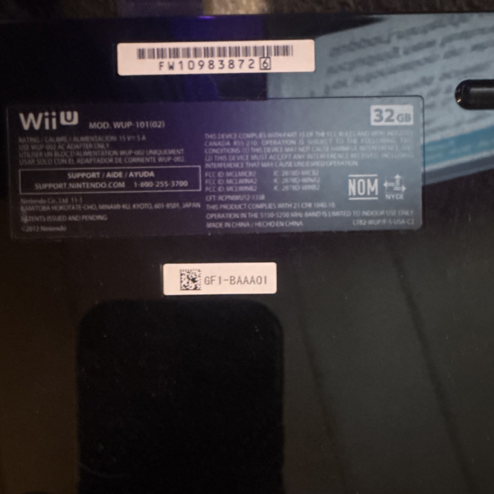 Nintendo Wii U WUP-101(02) 32GB Black Home Console with GamePad & 4 Wii U Games