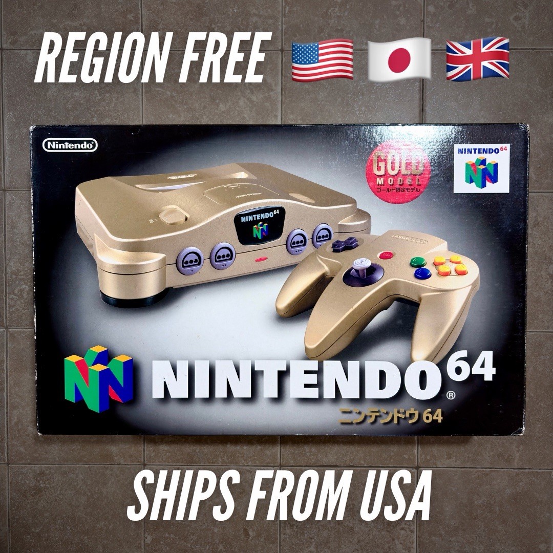 GOLD Nintendo 64 CIB N64 Console Complete In Box REGION FREE NTSC JPN/USA TESTED
