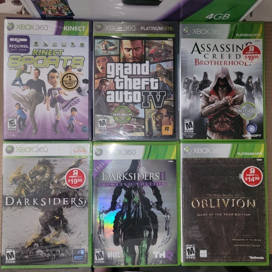 Microsoft Xbox 360 Slim 4GB Black Console with Kinect 10 Games See Listing
