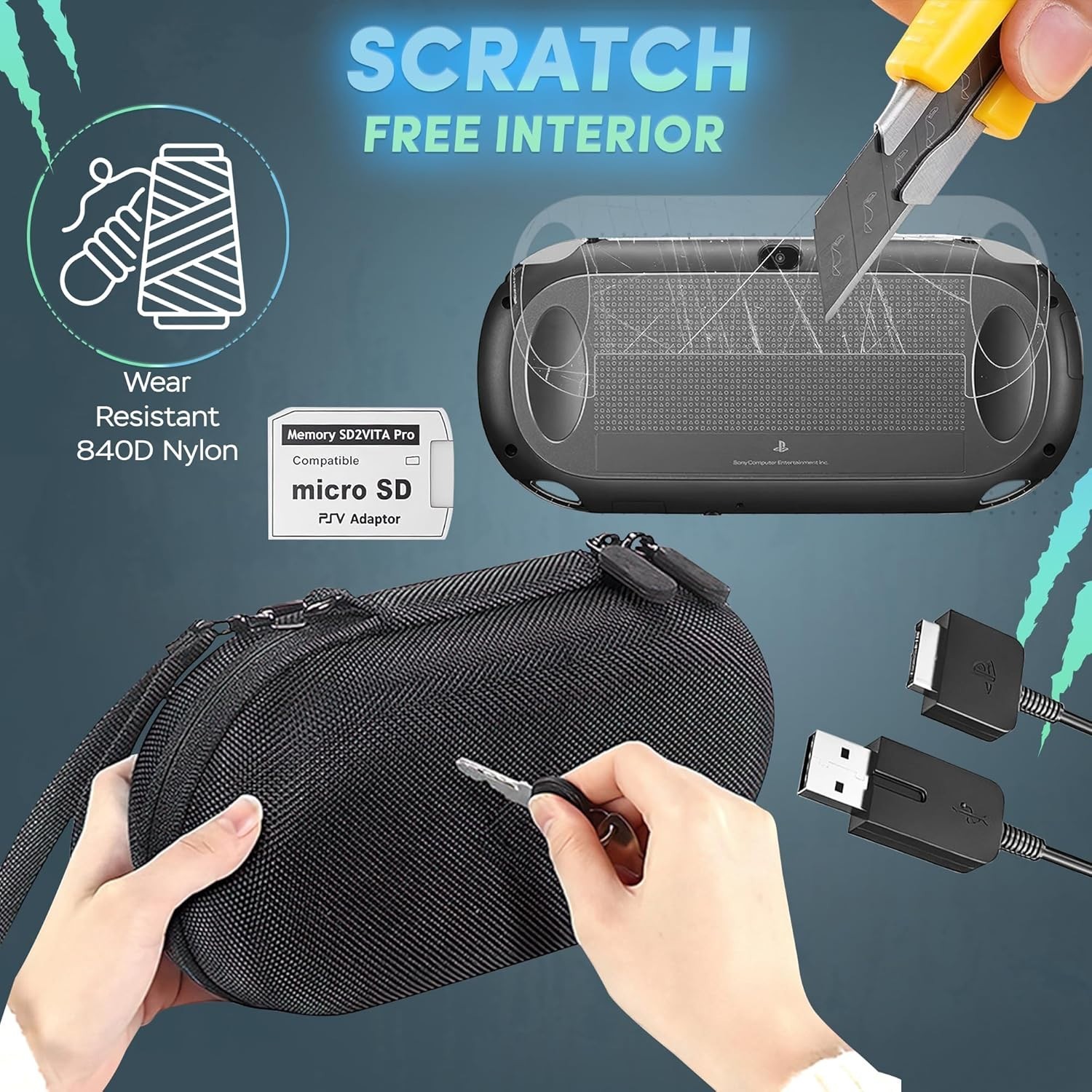 Comprehensive PS Vita 4-in-1 Protection Kit: Case, Chargers & Storage Solution