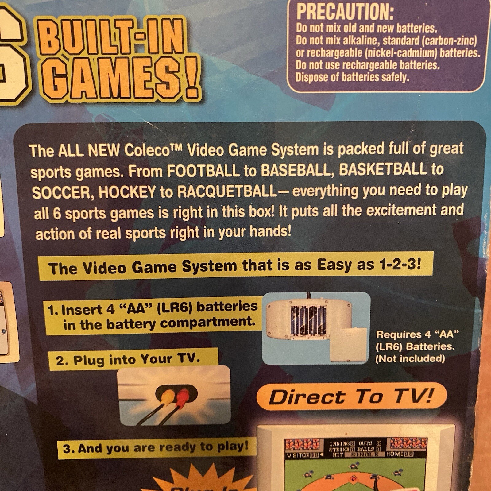 NIB 2005 Coleco Handheld Video Game System 6 Built-In Games Direct to TV Sports