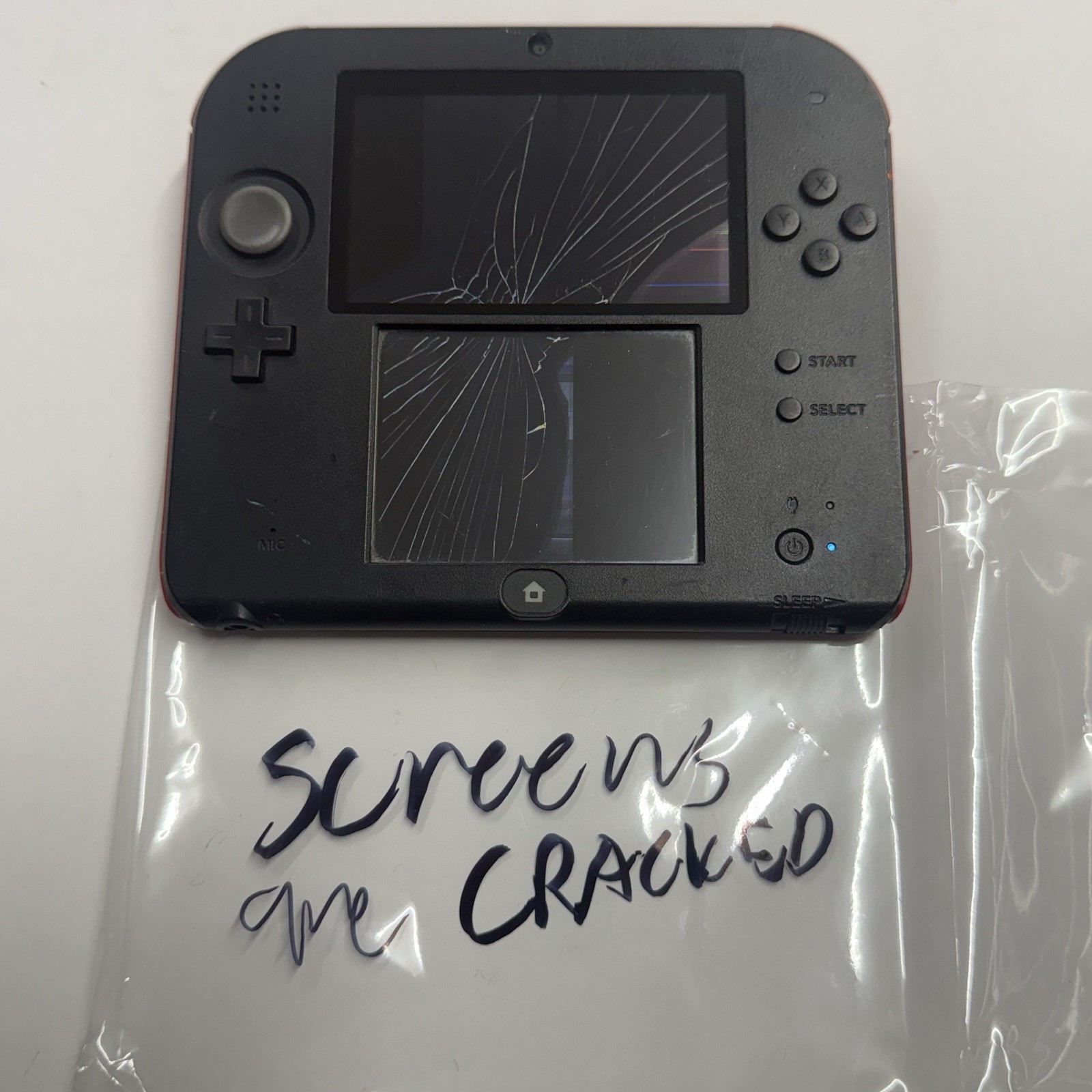 Defective 3ds – Nintendo 2ds 4GB Console Red Cracked Screens #2