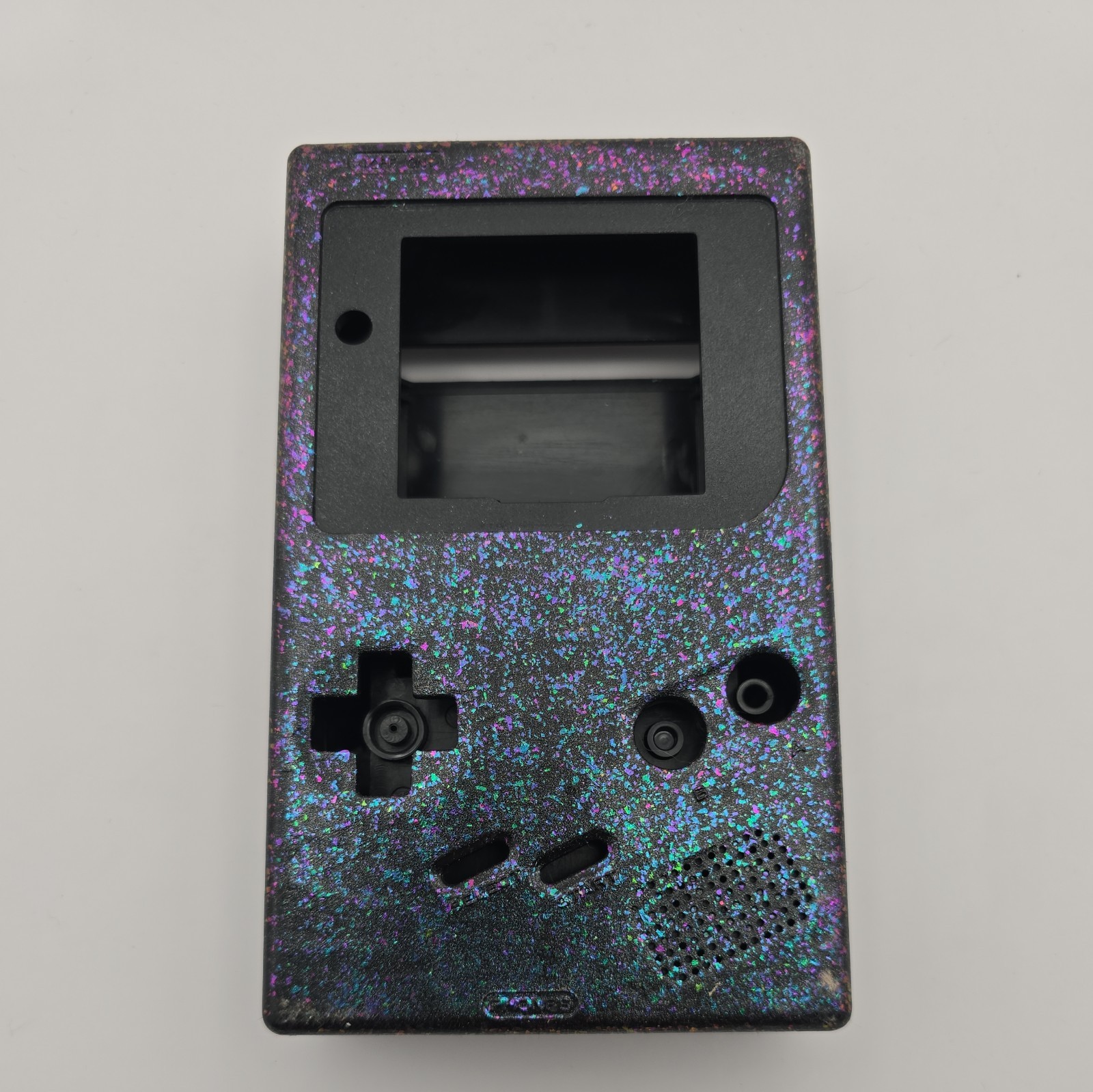 Game Boy DMG IPS Custom Kitsch Bent shell black holographic purple blue