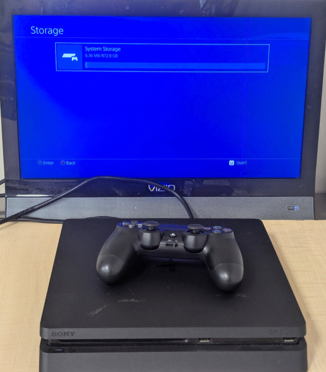 Sony PlayStation 4 1TB PS4 Slim Console F.W. 12.50 W/ Controller & Cords Tested!