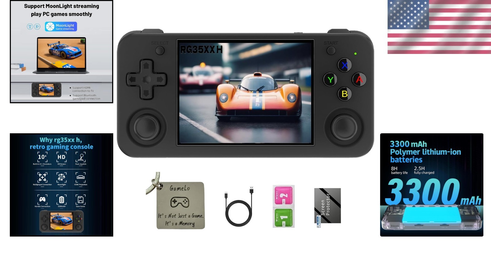 Anbernic Handheld Gaming Console – Dual Joystick, 3300mAh Battery & 64GB Storage