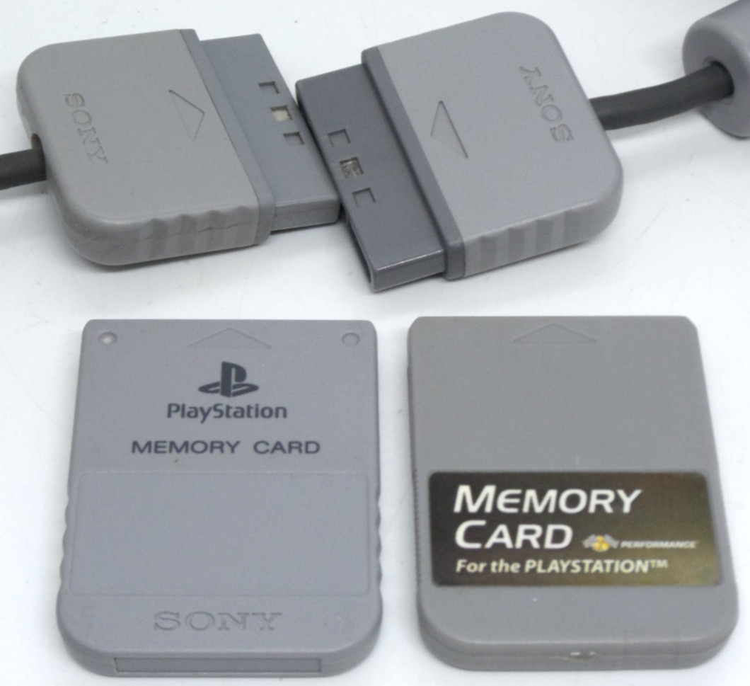 Sony PlayStation Gray Console (SCPH-5501) 2 Controllers, 2 Memory Cards ps1 LOOK