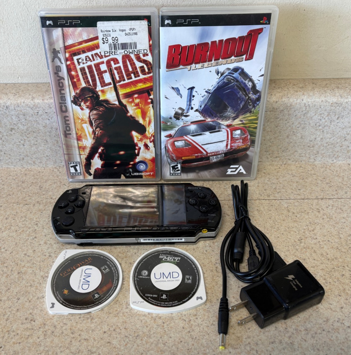 Sony PSP 2001 Handheld Console Bundle with Charger + New Battery