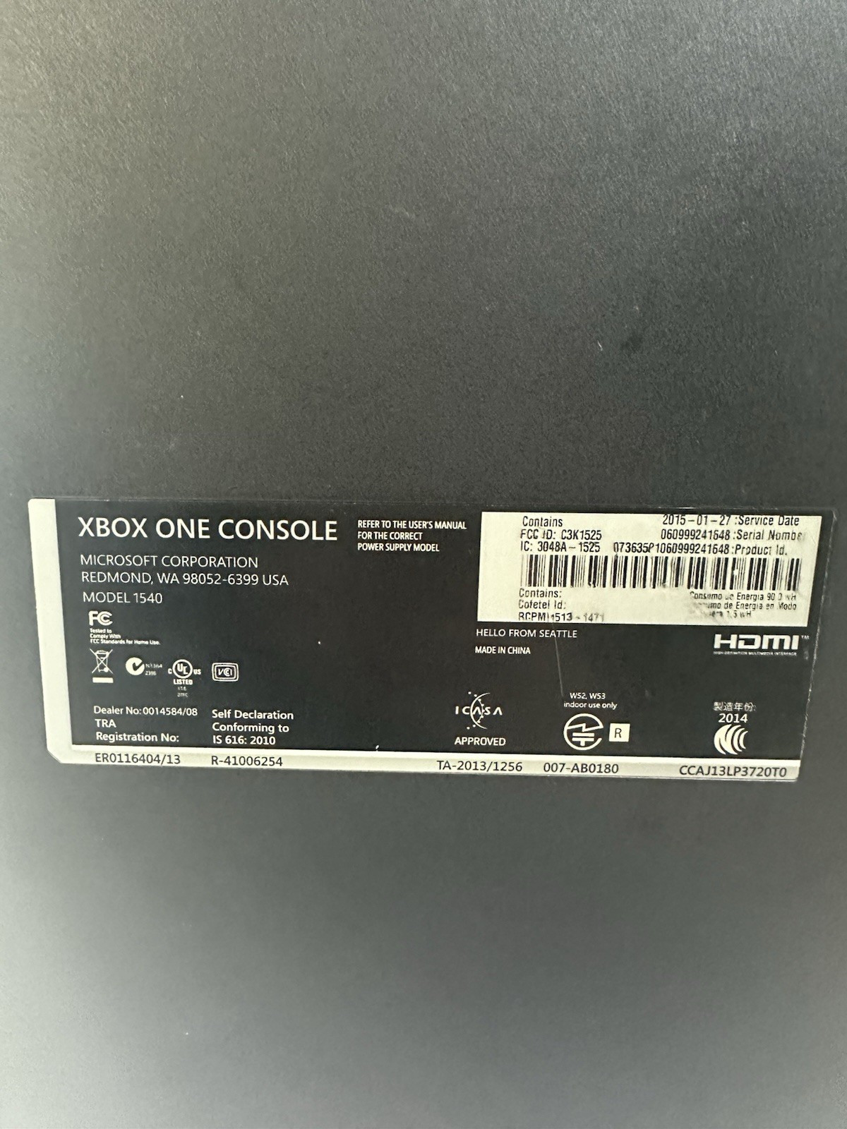 Microsoft Xbox One Console 500GB Black Model 1540 Console Only Can’t Read Discs