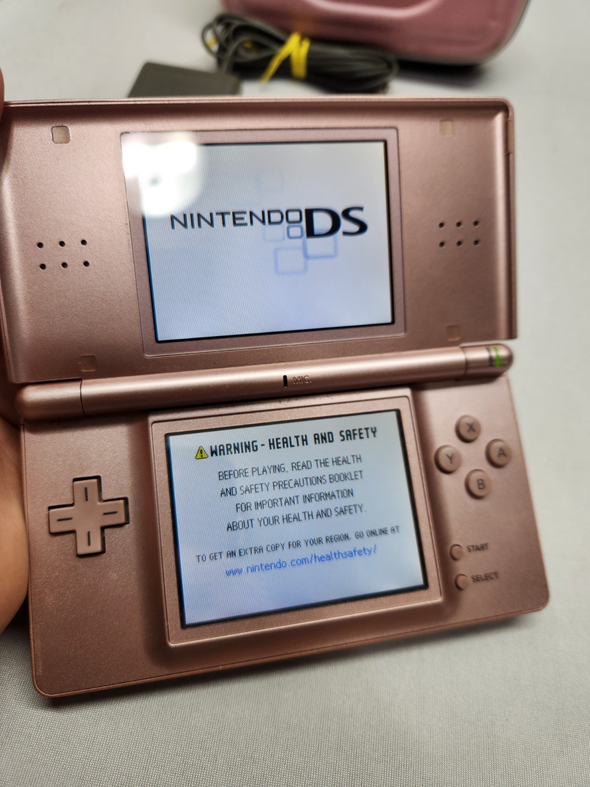 Nintendo DS Lite Metallic Rose -Case, Charger Bundle Lot