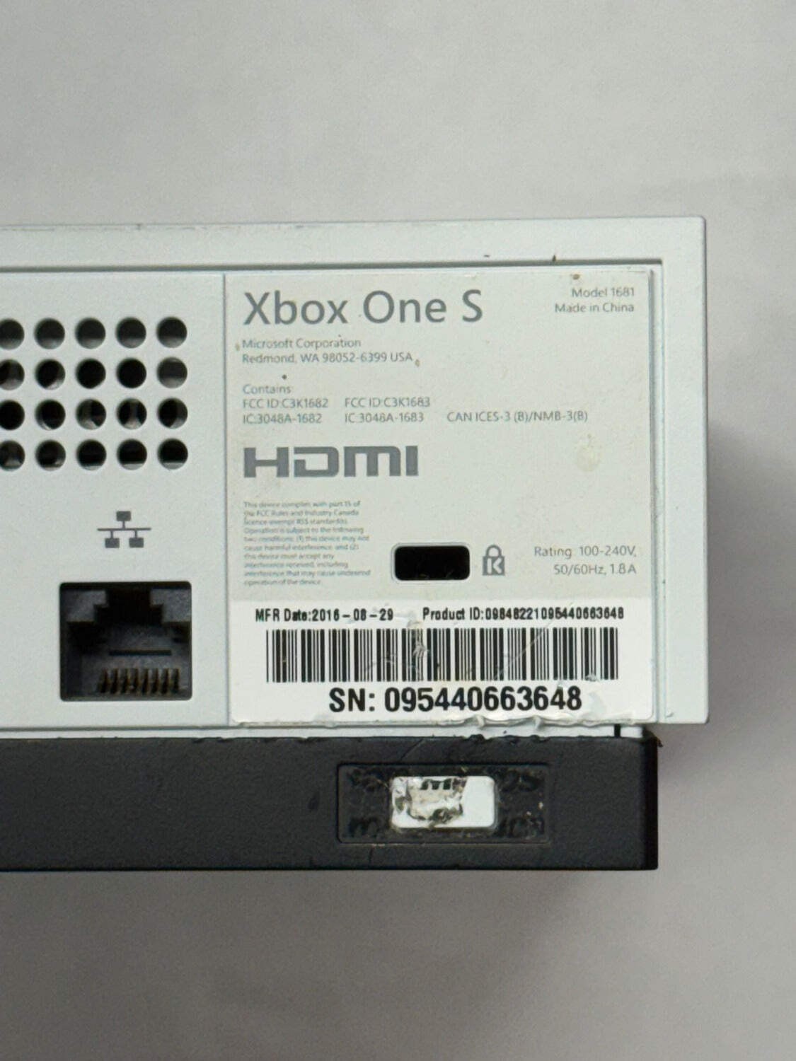 Broken Microsoft Xbox One S Console Gaming System Only 1681