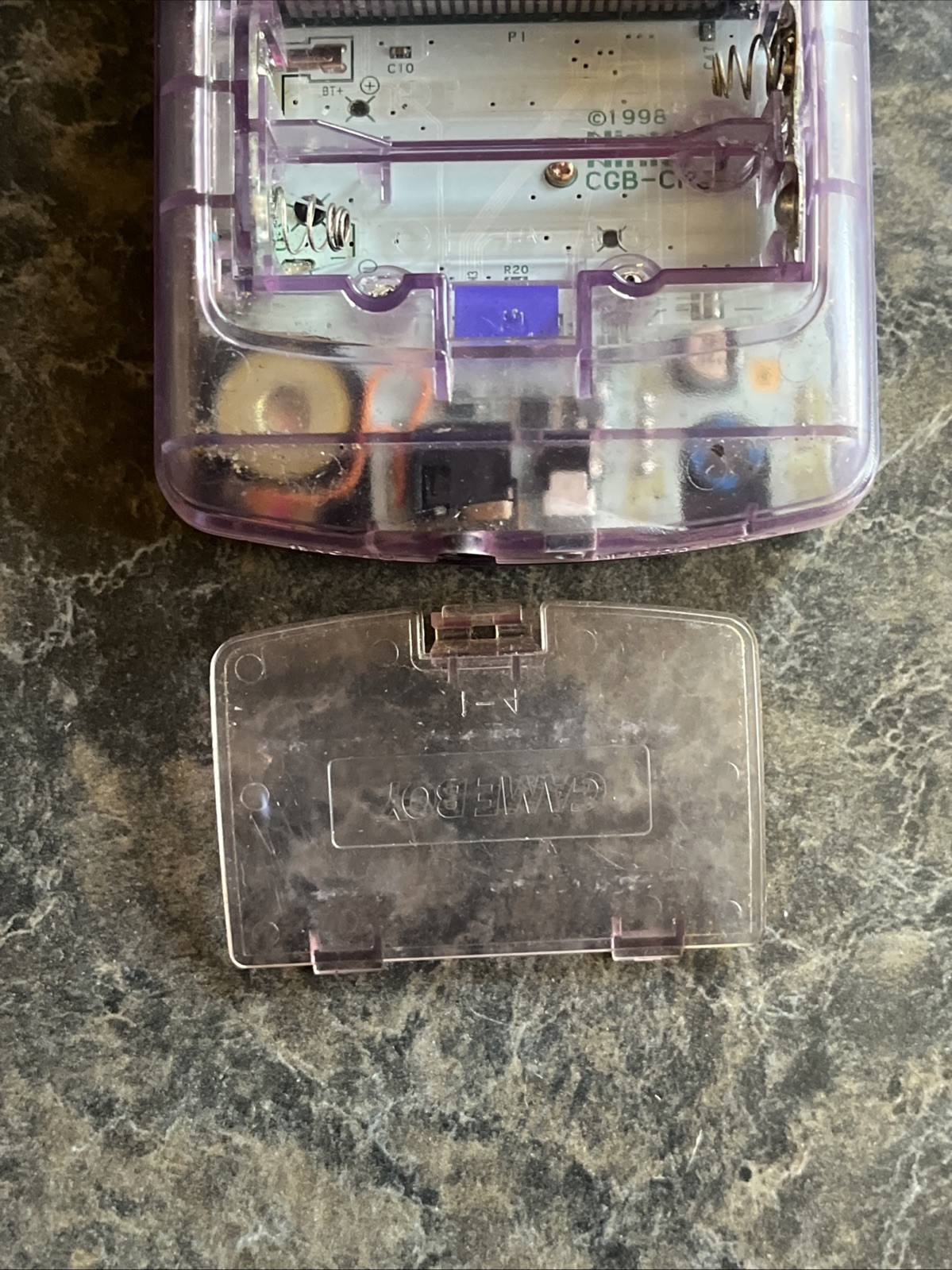 Works Nintendo Game Boy Color Atomic Purple Transparent Clear Croc 2 Bomber Man