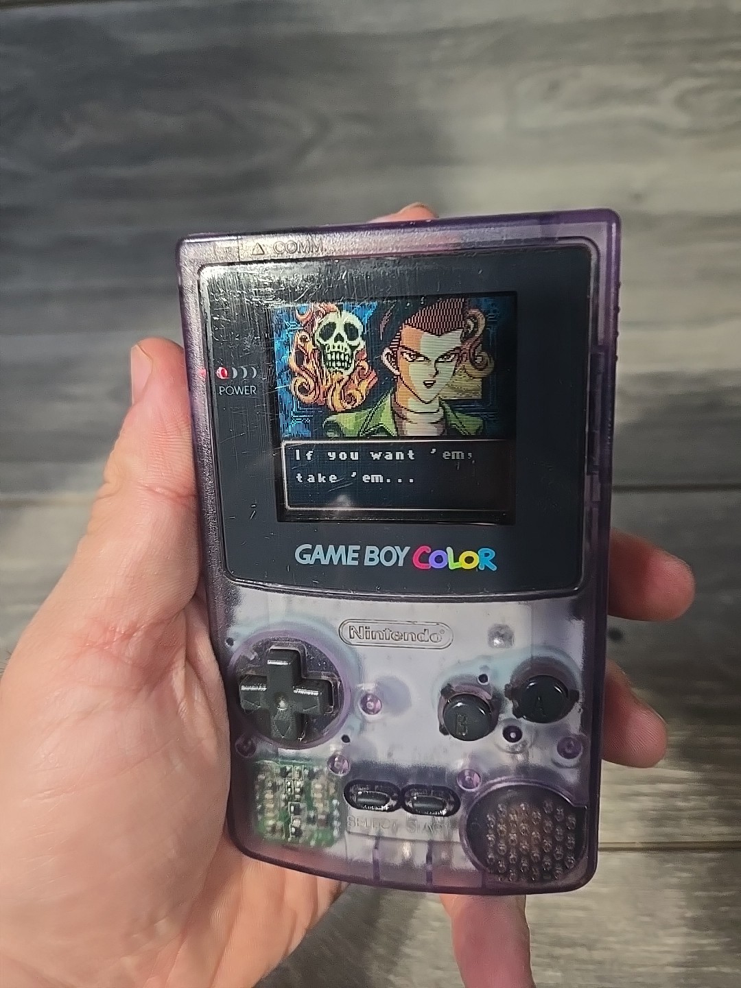 Nintendo Game Boy Color CGB-001 Purple Clear Handheld Console 1998 5 Game Bundle